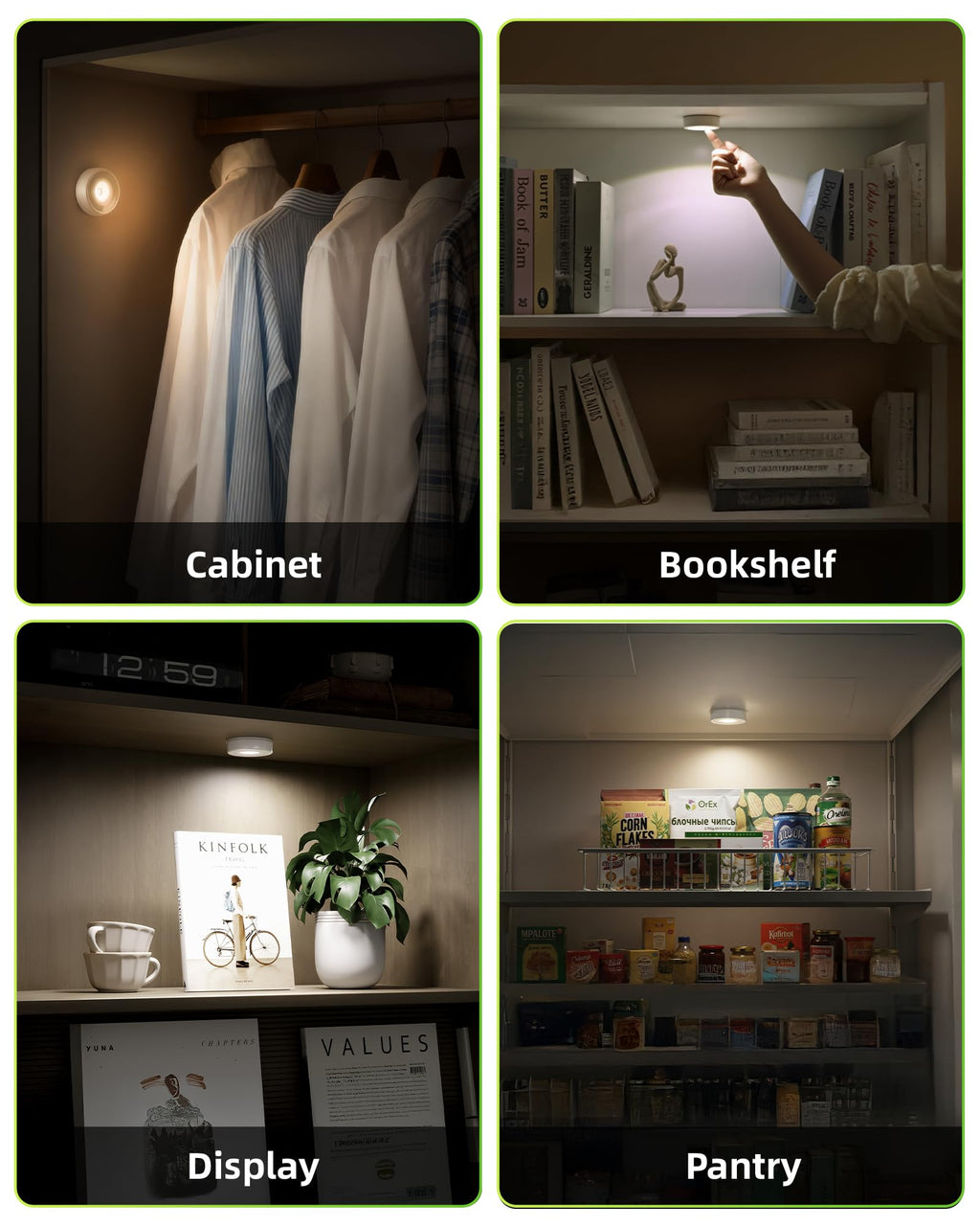 EZVALO LED Puck Lights, Rechargeable Battery Touch Light, 2.5'' Mini Tap Lights, Wireless Closet Light, Under Cabinet Lighting, 3 Color Temps, Stick On Lights Kitchen,Closet,Pantry(2 Pack)