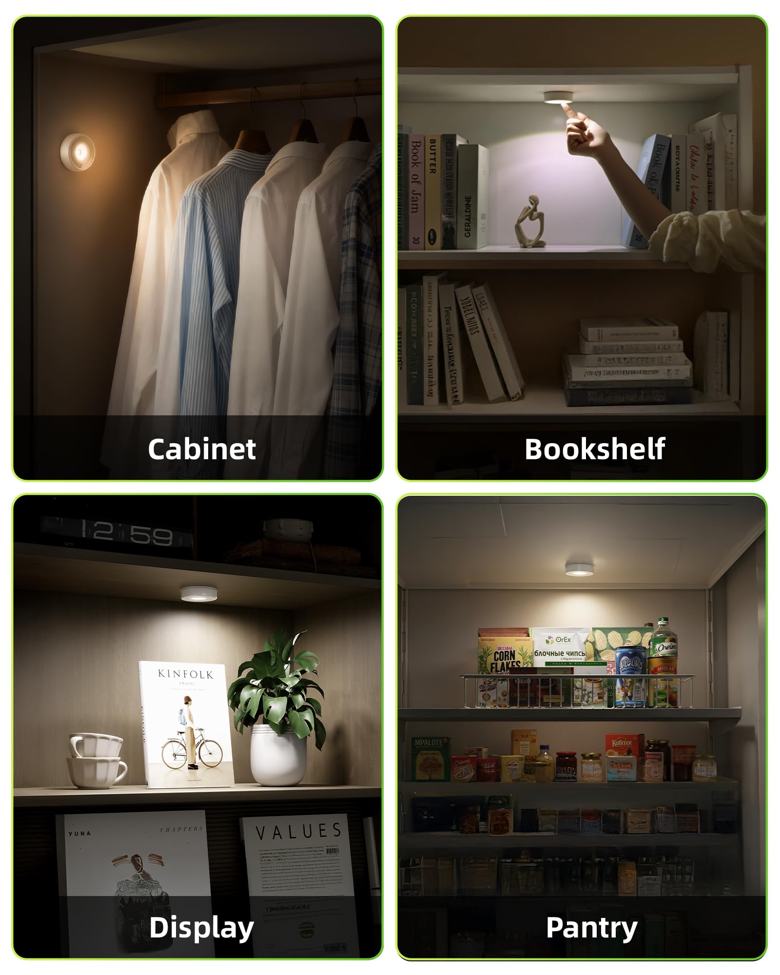 EZVALO LED Puck Lights, Rechargeable Battery Touch Light, 2.5'' Mini Tap Lights, Wireless Closet Light, Under Cabinet Lighting, 3 Color Temps, Stick On Lights Kitchen,Closet,Pantry(2 Pack)