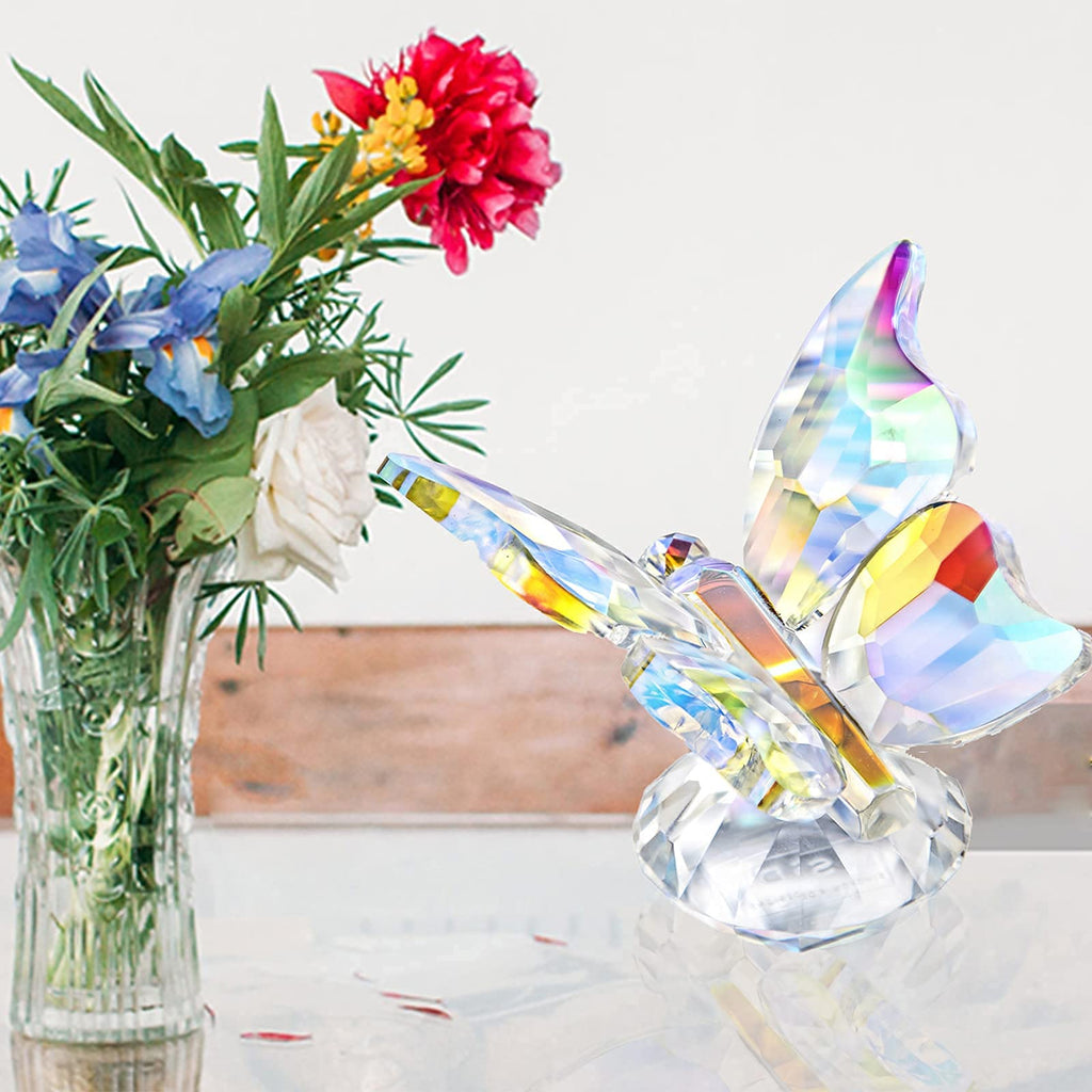 H&D HYALINE & DORA Crystal Cut Butterfly Animal Ornament Decoration for Office Table Home Bedroom
