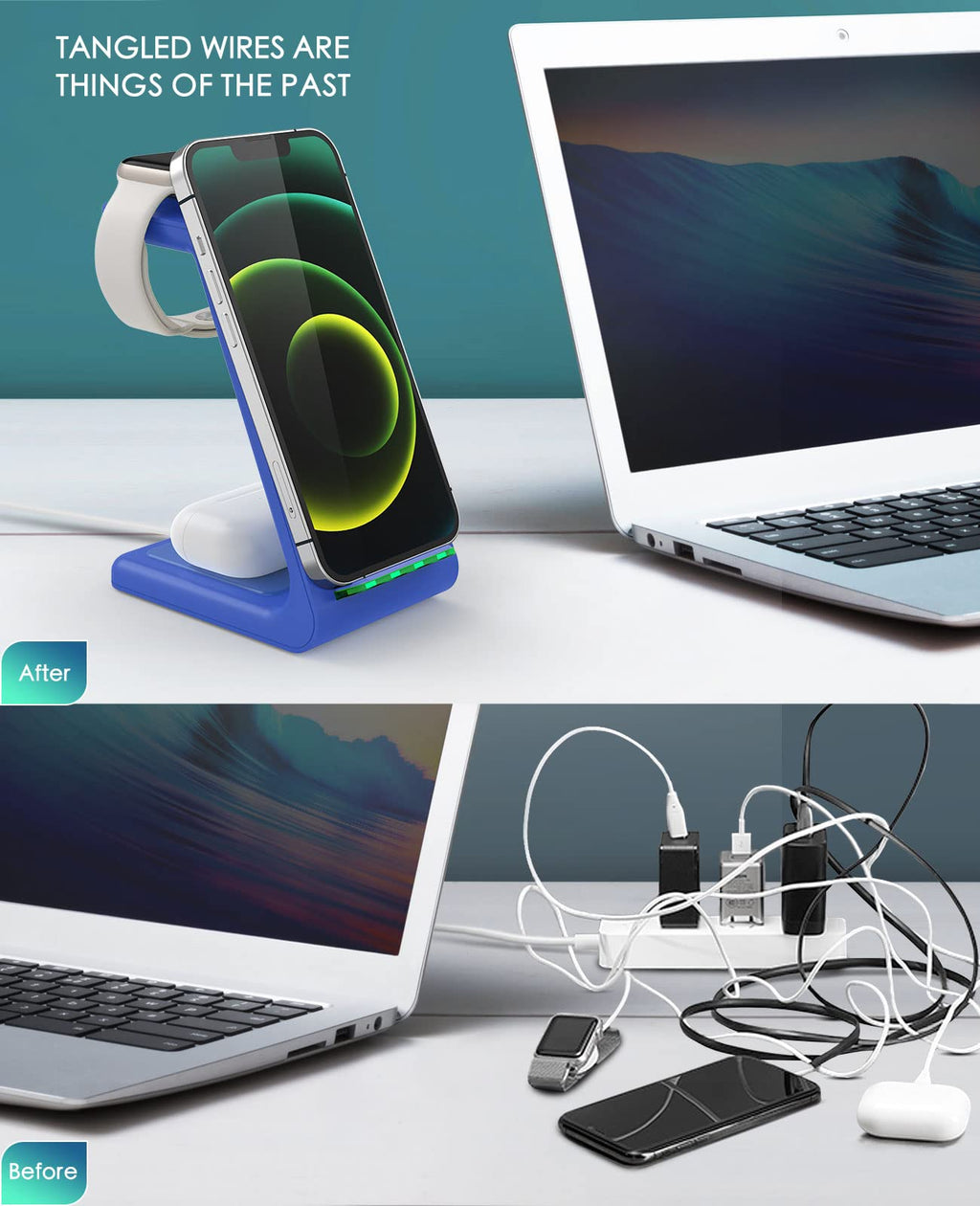 3 in 1 Wireless Charging Station, 2026 Upgraded Fast Desk Charger Station for iPhone 17 16 15 14 13 12 Pro Max Plus, Charger Stand for Apple Watch 11 10 9 8 7 6 5 4 3 2 Ultra SE, Airpods 4 3 2 Pro