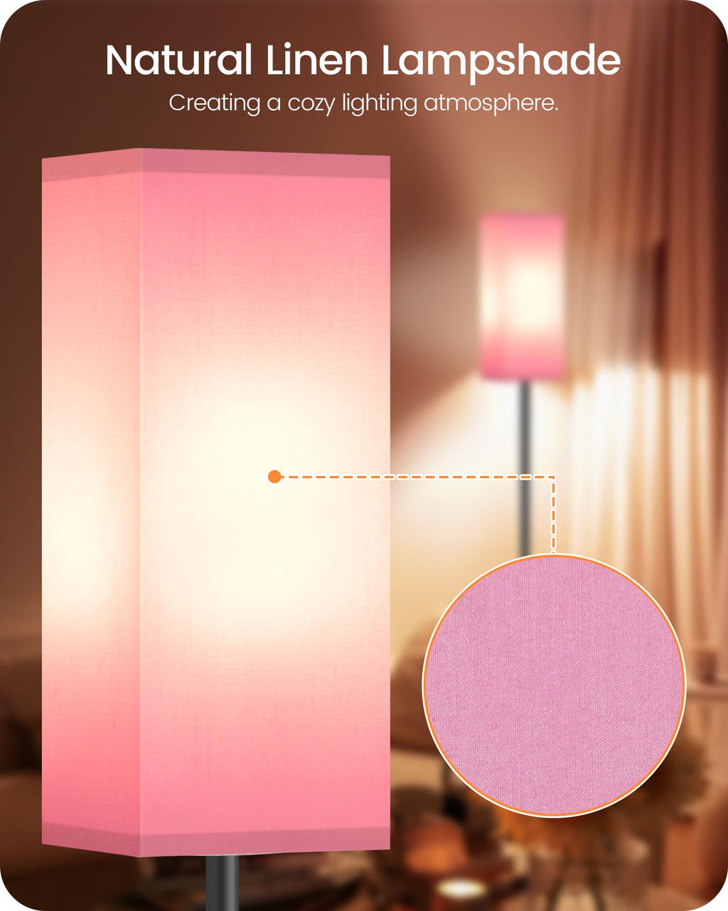 2 Pack Floor Lamp, Pole Lamp with Foot Switch, Modern Standing Lamp Lampshade, Minimalist Freestanding Lamp (Bulb Not Included), for Living Room, Bedroom Office, Black and Beige E07LDP205