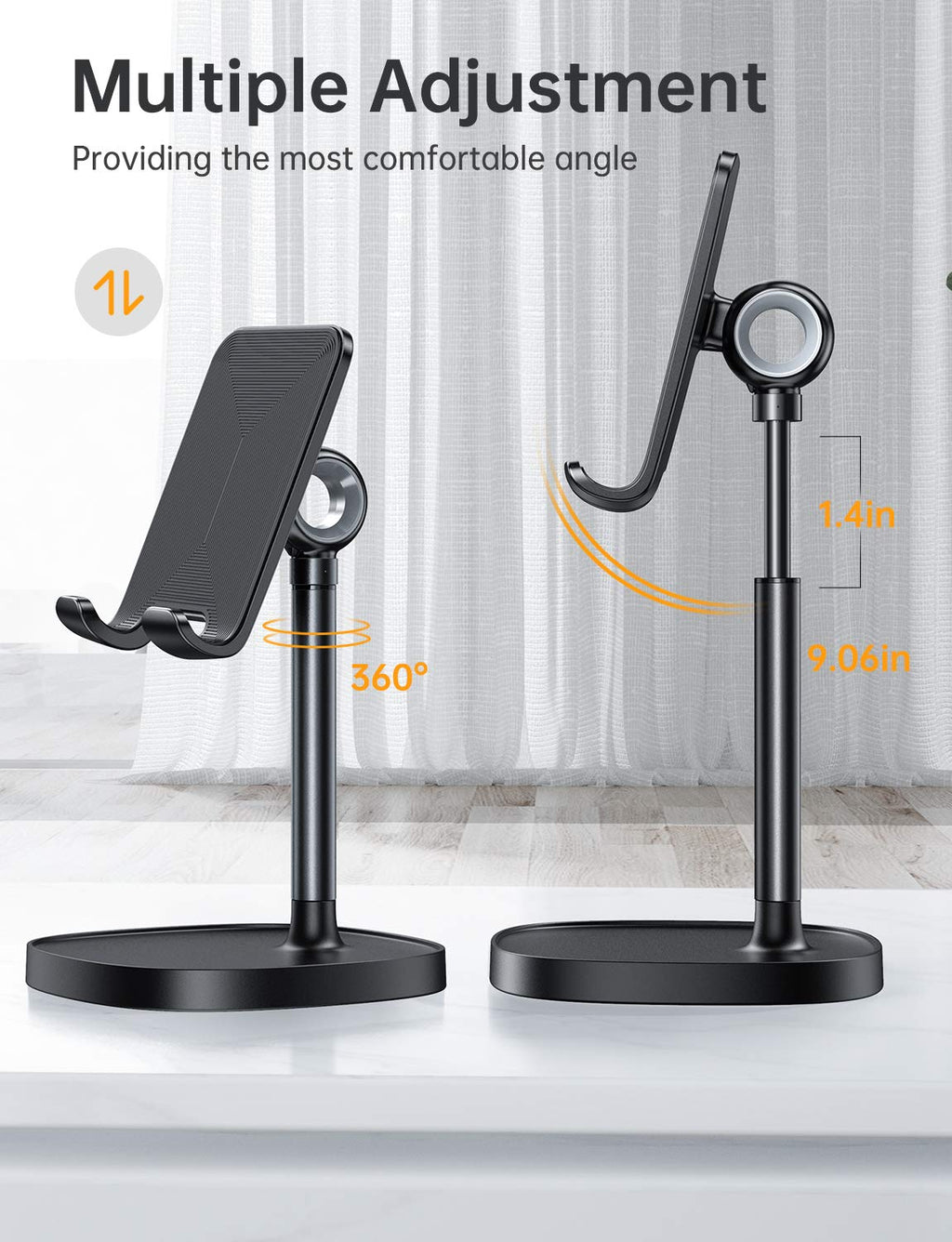 LISEN Cell Phone Stand Phone Holder for Desk Office Decor, Office Desk Accessories Women PC Gaming Essentials iPhone Stand Gadgets Men Gifts for Mom Fit OtterBox Case Switch iPad Air Tablet 4-10 in