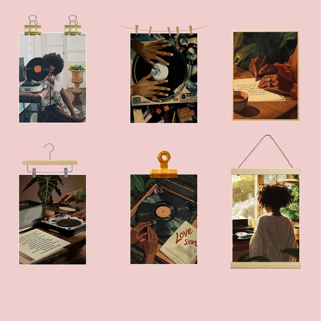 Black Girl Pink Wall Art Aesthetic Set of 3, African American Black Women Canvas Posters Fashion Black Girl Wall Pictures Prints Home Decor，Living Room， Bedroom ，Bathroom Decoration ，12x16In Unframed