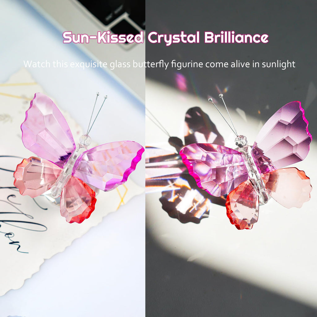 H&D HYALINE & DORA Crystal Cut Butterfly Animal Ornament Decoration for Office Table Home Bedroom