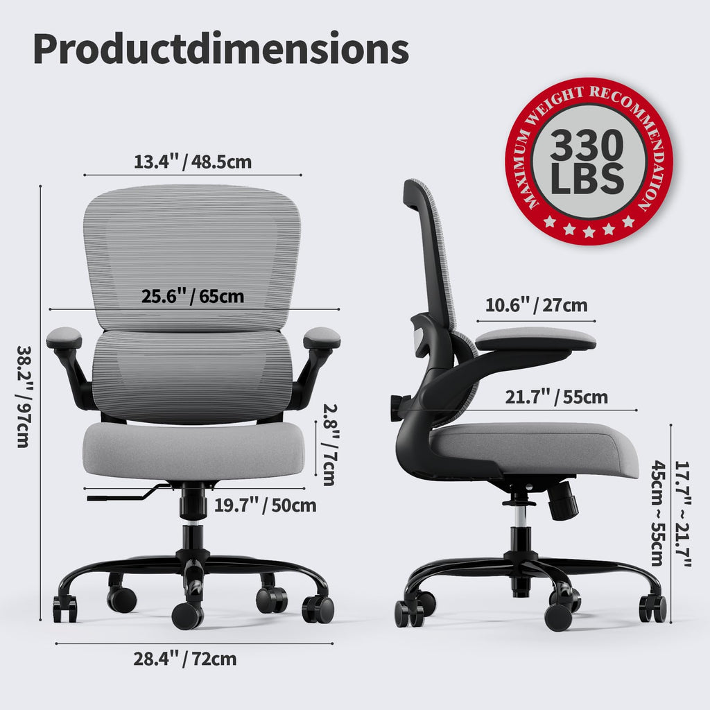 TRALT Office Chair - Ergonomic Desk Chair with Adjustable Lumbar Support, Mesh Computer Chair, Executive Chairs for Home Office Comfortable Lumbar Support (White)