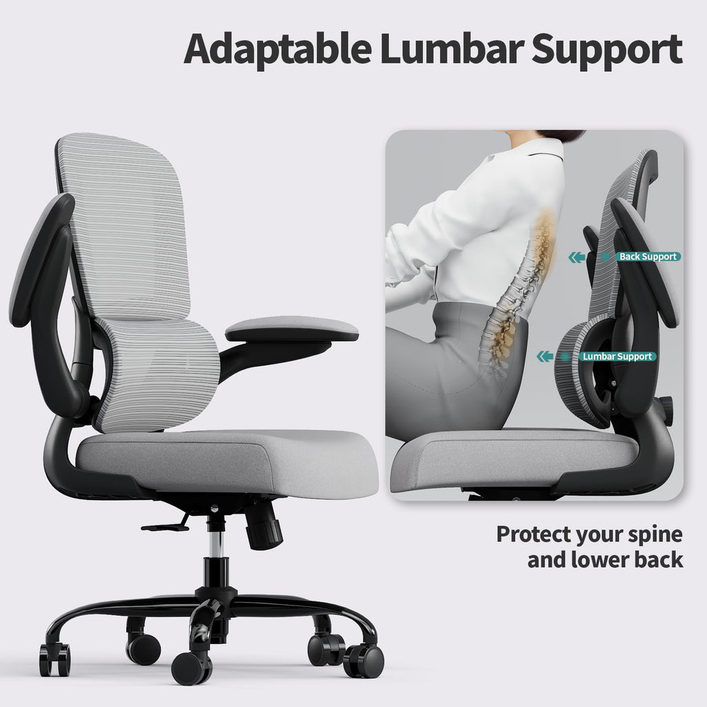 TRALT Office Chair - Ergonomic Desk Chair with Adjustable Lumbar Support, Mesh Computer Chair, Executive Chairs for Home Office Comfortable Lumbar Support (White)