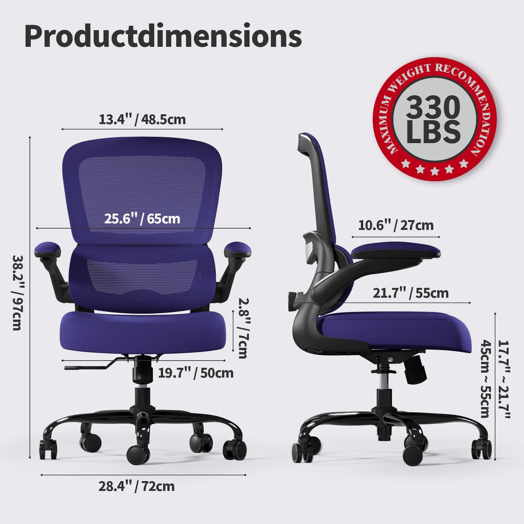 TRALT Office Chair - Ergonomic Desk Chair with Adjustable Lumbar Support, Mesh Computer Chair, Executive Chairs for Home Office Comfortable Lumbar Support (White)