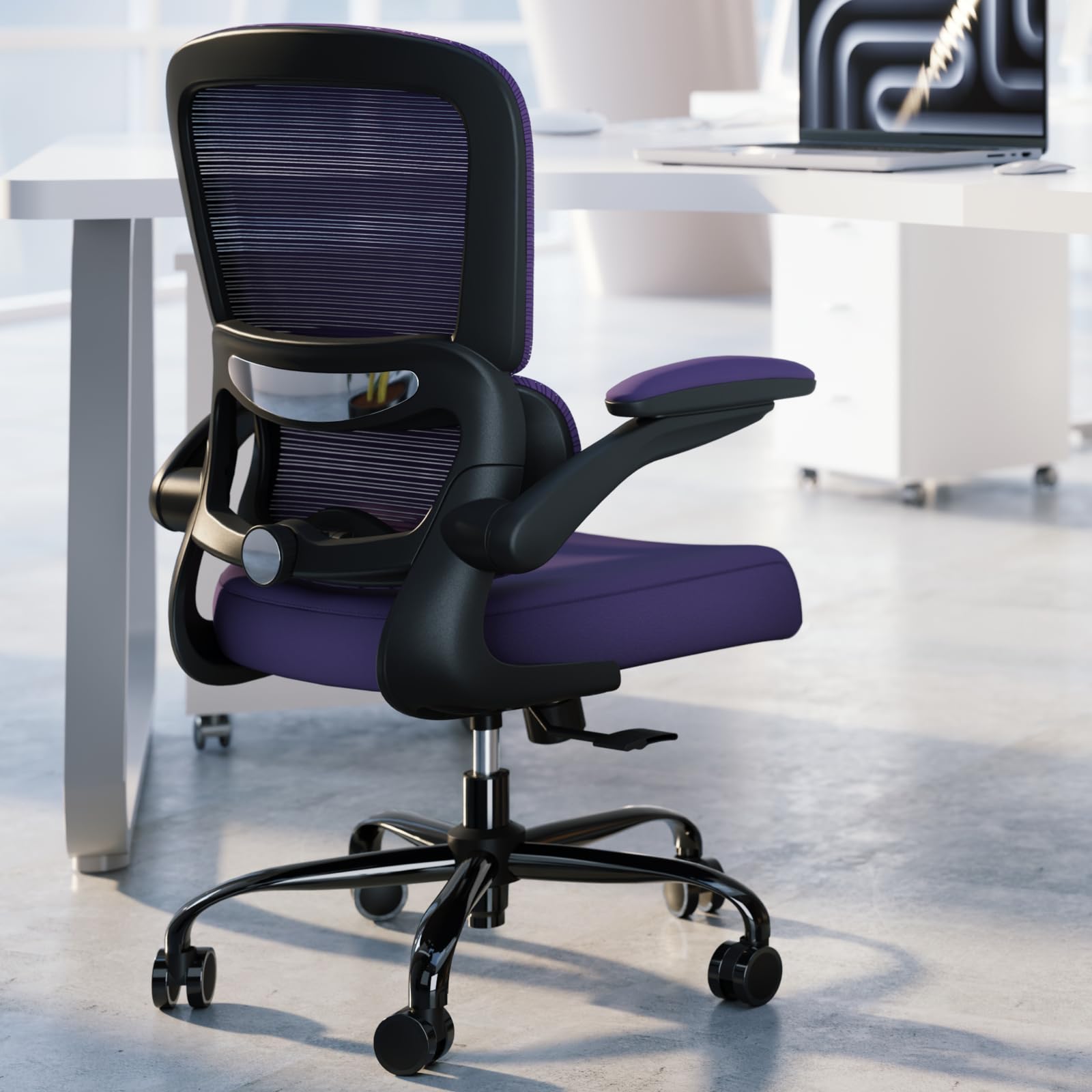 TRALT Office Chair - Ergonomic Desk Chair with Adjustable Lumbar Support, Mesh Computer Chair, Executive Chairs for Home Office Comfortable Lumbar Support (White)