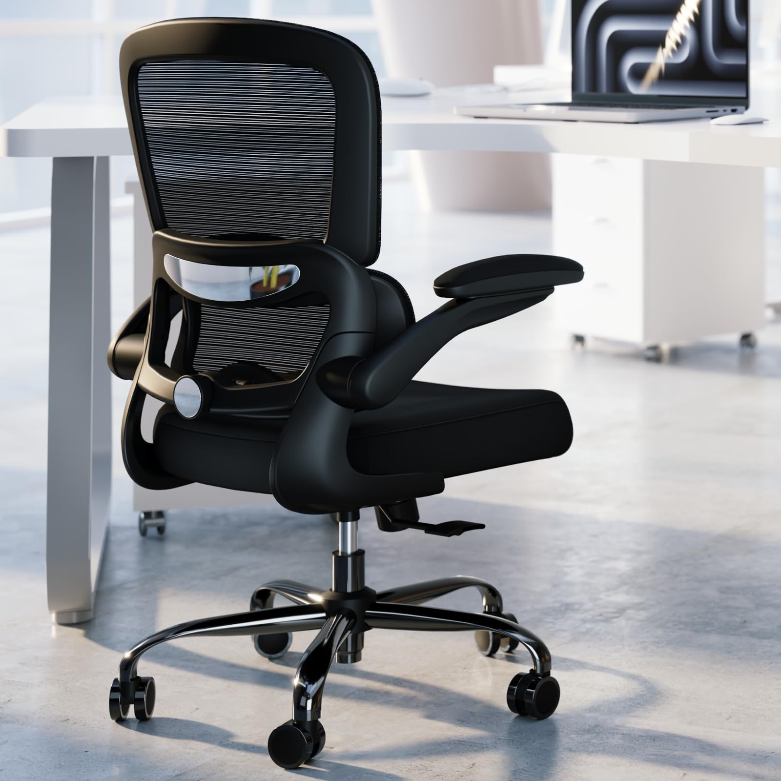 TRALT Office Chair - Ergonomic Desk Chair with Adjustable Lumbar Support, Mesh Computer Chair, Executive Chairs for Home Office Comfortable Lumbar Support (White)