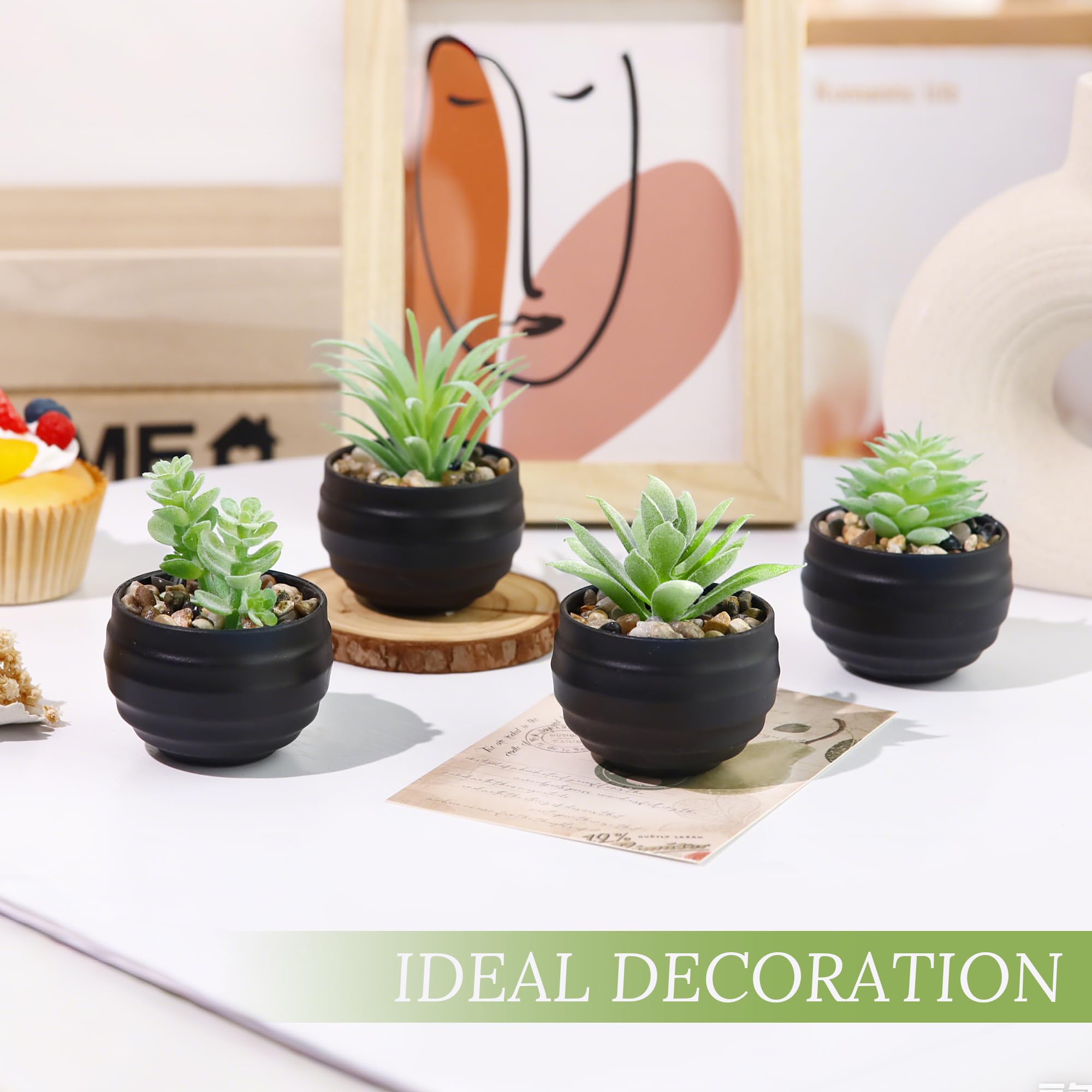 Der Rose Set of 6 Succulents Plants Artificial in Pots Small Fake Plants for Bedroom Aesthetic Living Room Shelf Bathroom Decor Office Desk Accessories