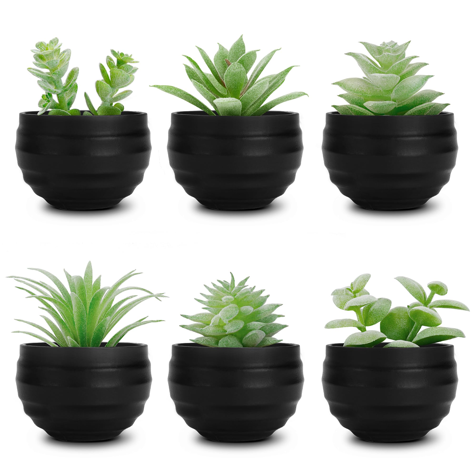 Der Rose Set of 6 Succulents Plants Artificial in Pots Small Fake Plants for Bedroom Aesthetic Living Room Shelf Bathroom Decor Office Desk Accessories