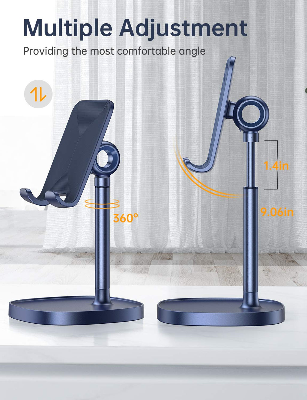 LISEN Cell Phone Stand Phone Holder for Desk Office Decor, Office Desk Accessories Women PC Gaming Essentials iPhone Stand Gadgets Men Gifts for Mom Fit OtterBox Case Switch iPad Air Tablet 4-10 in