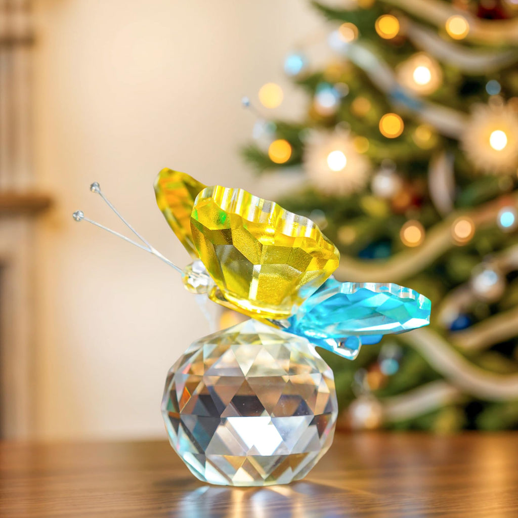 H&D HYALINE & DORA Crystal Cut Butterfly Animal Ornament Decoration for Office Table Home Bedroom