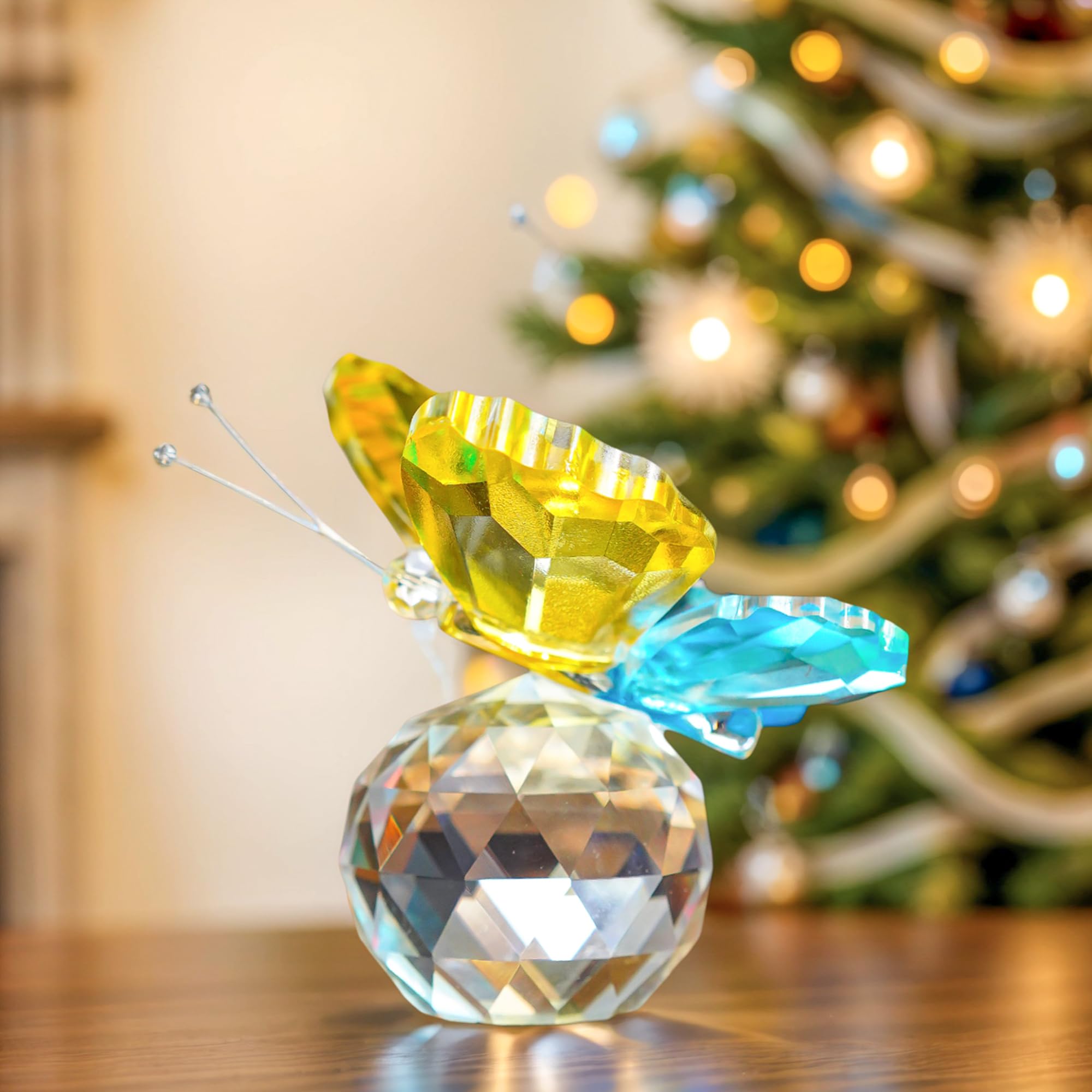H&D HYALINE & DORA Crystal Cut Butterfly Animal Ornament Decoration for Office Table Home Bedroom