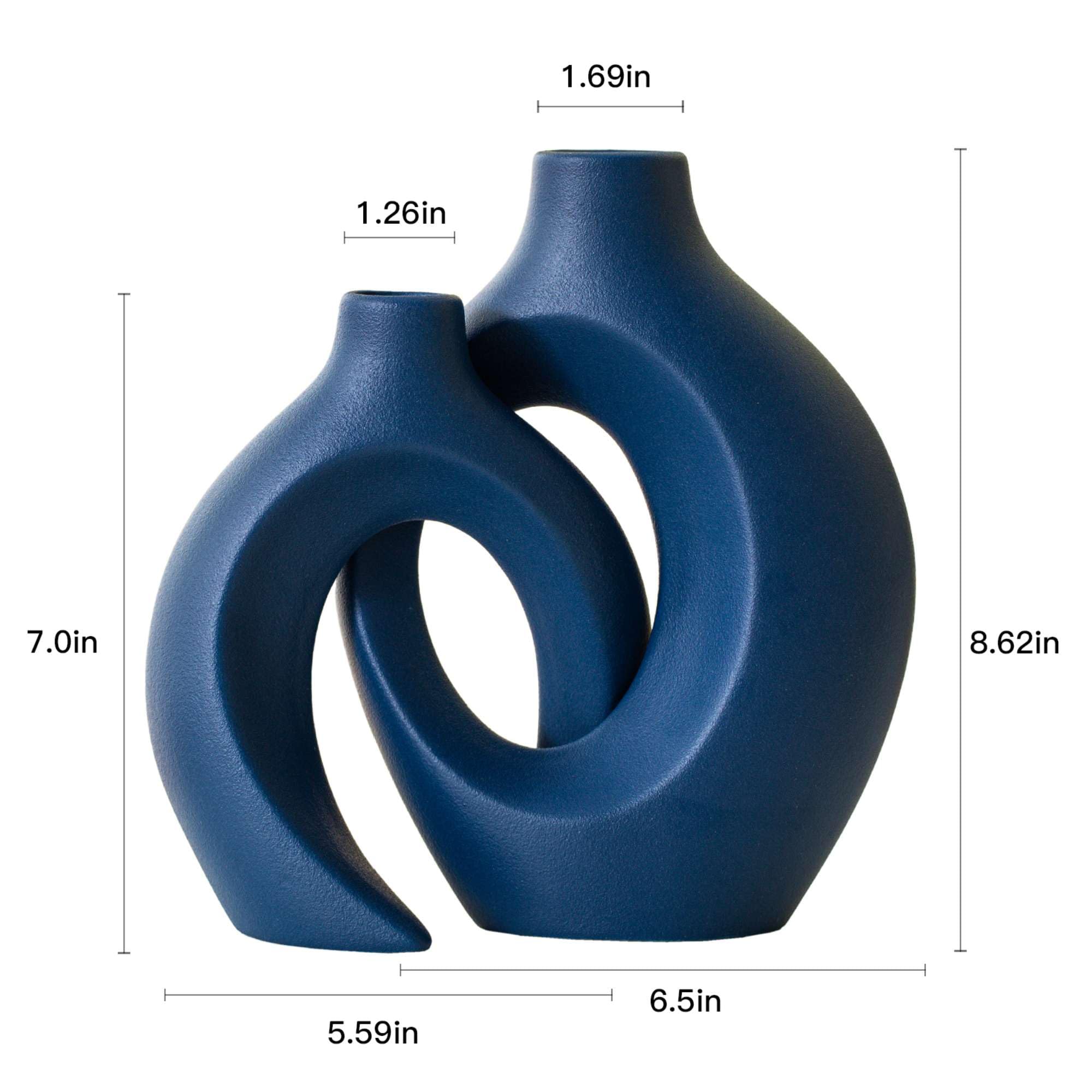 Lvases Snuggle Hollow Ceramic Vase Set of 2, Nordic Modern Boho ins Style Decorative Ceramic Aesthetic Flower Vase for Home Decor (Milky White W 6.3" X H 8.4")