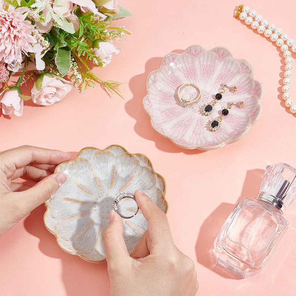 NBEADS Conch Shape Ceramic Jewelry Tray, Aqua Shell Trinket Dish Ceramic Ring Earring Holder Ocean-themed Decorative Trinket Plate for Rings Earrings Necklaces Bracelet Jewelry Watch Keys