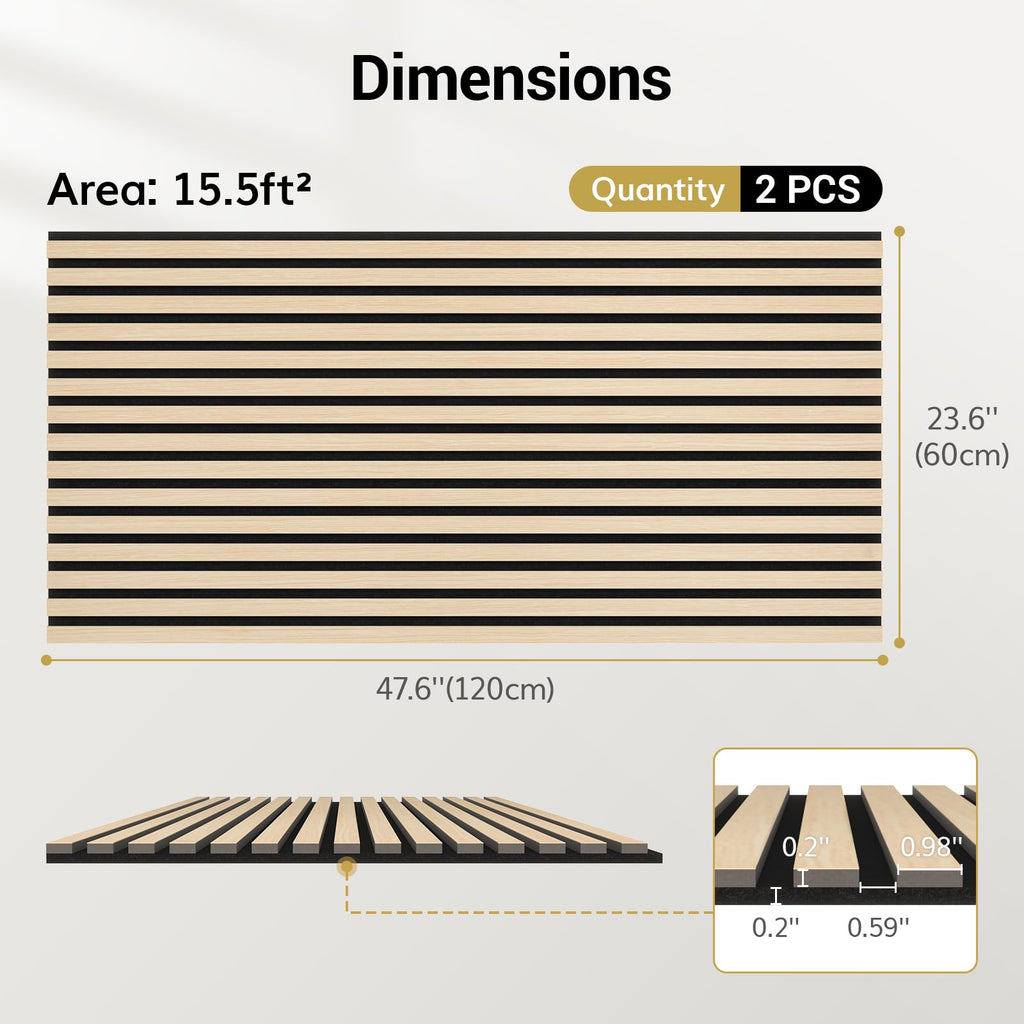 TONOR Wood Slatwall Panels, 4 Pack 47.2" x 23.6"/ 120 x60cm(31ft²) Acoustic Wall Panels, Wood Slat Acoustic Panels for Noise Cancelling and Decoration, Living Room, Bedroom, Office, Walnut