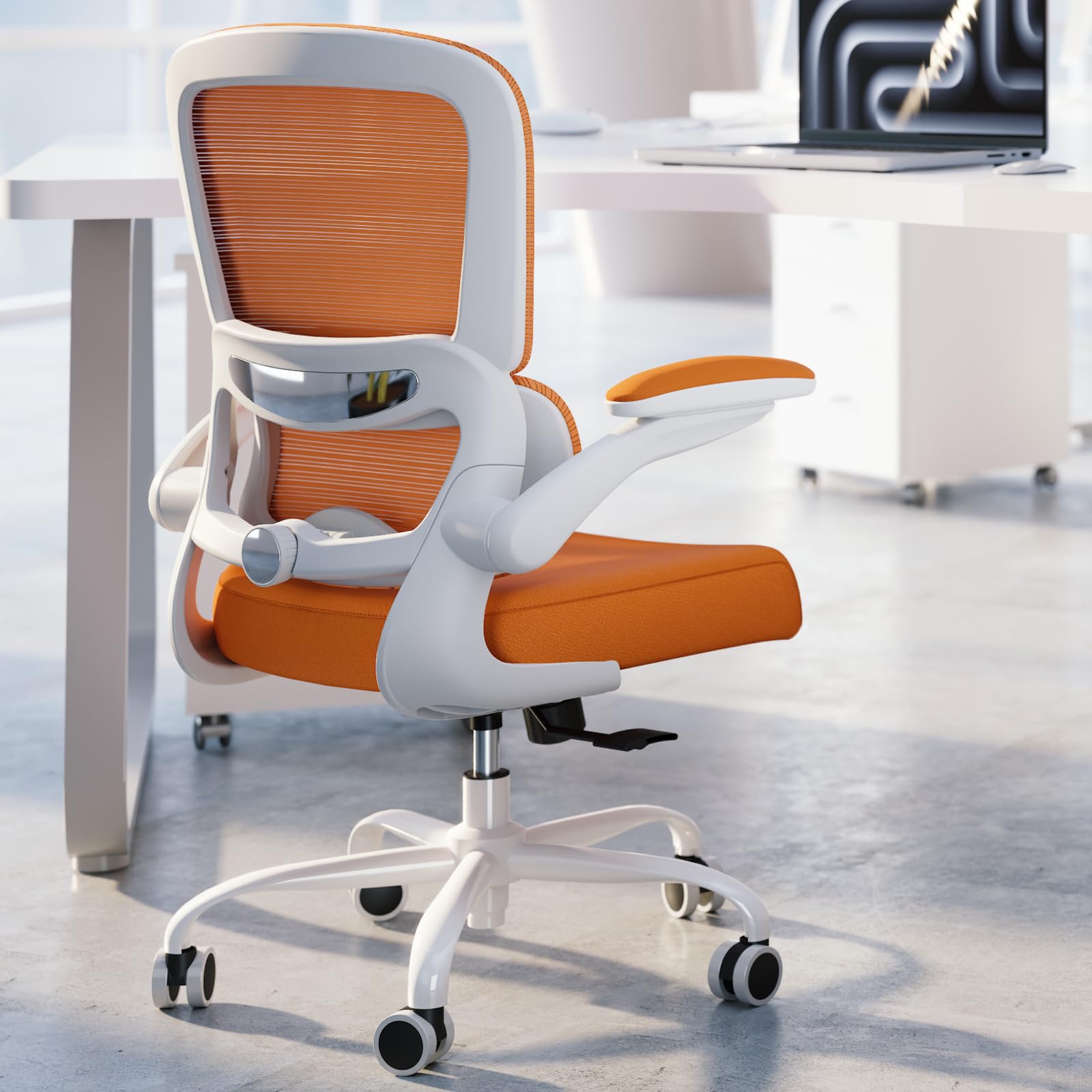 TRALT Office Chair - Ergonomic Desk Chair with Adjustable Lumbar Support, Mesh Computer Chair, Executive Chairs for Home Office Comfortable Lumbar Support (White)
