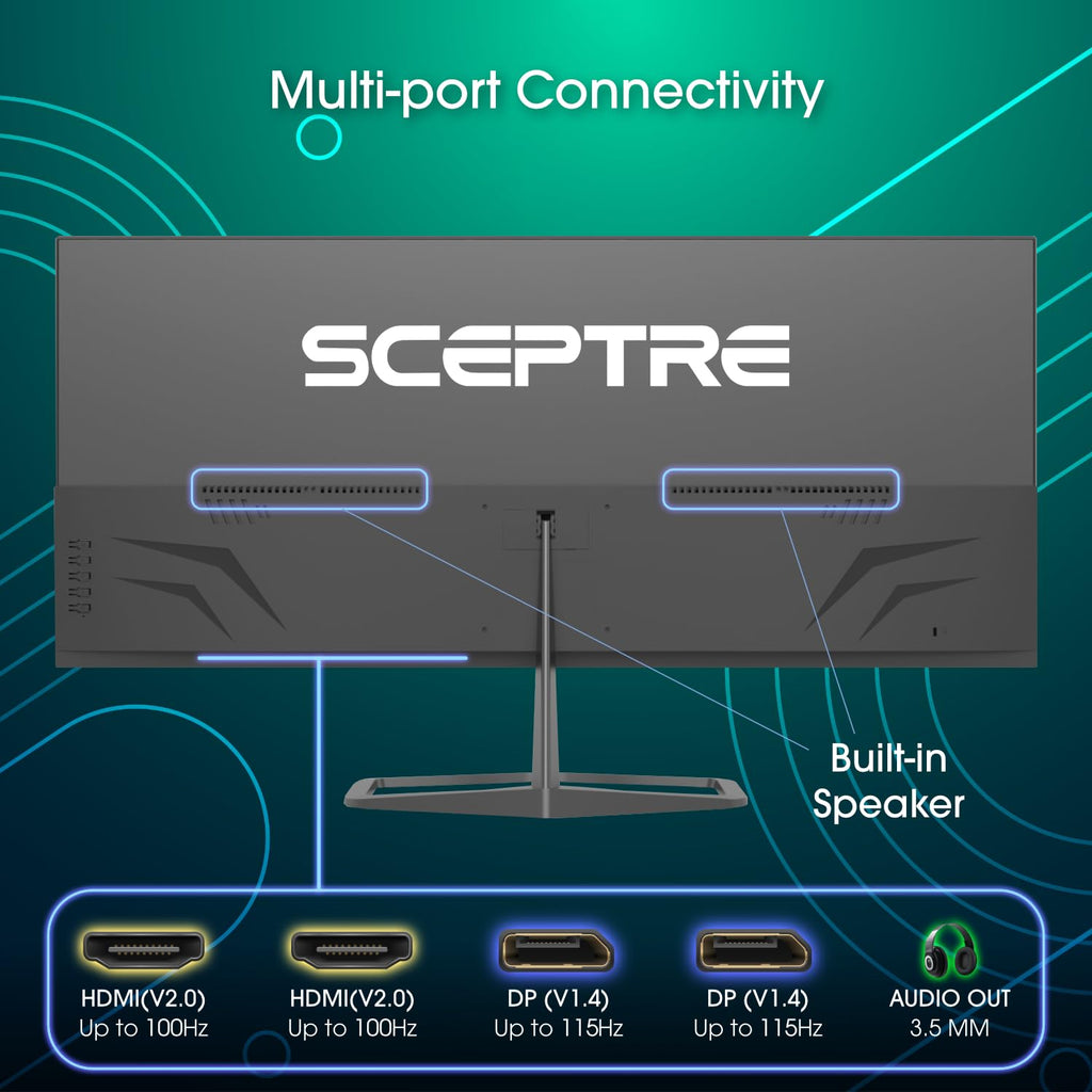 Sceptre New 22-Inch Gaming Monitor, FHD 1080p, Up to 144Hz, HDMI, DisplayPort, Built-in Speakers, Machine Black (E225W-FW144 Series, 2026)