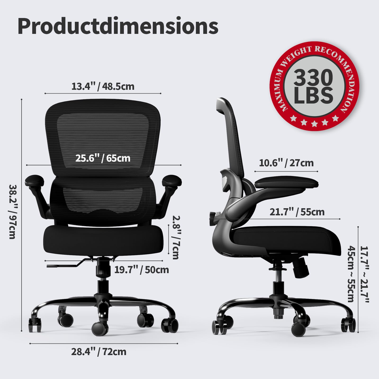 TRALT Office Chair - Ergonomic Desk Chair with Adjustable Lumbar Support, Mesh Computer Chair, Executive Chairs for Home Office Comfortable Lumbar Support (White)