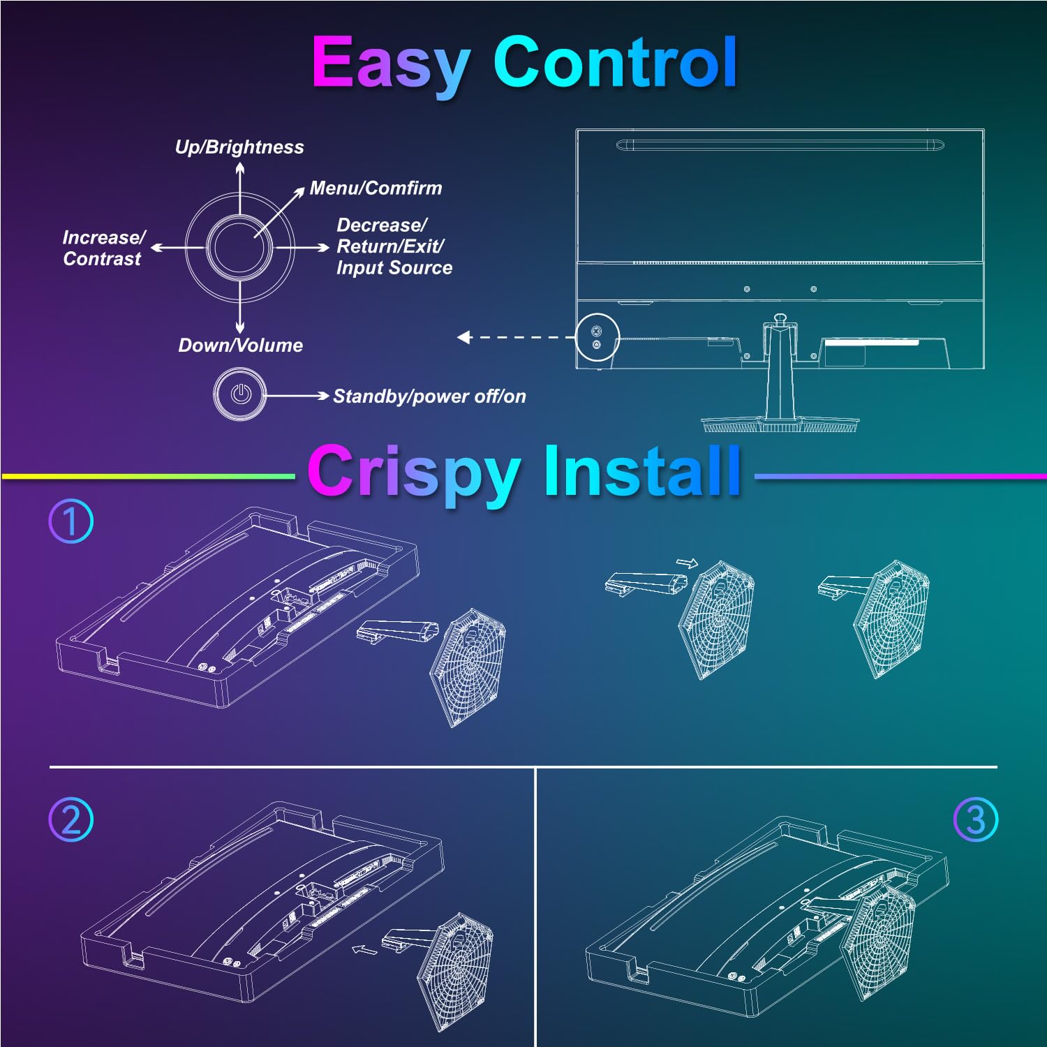 SANSUI 27 Inch Curved 240Hz Gaming Monitor FHD 1080P, 1500R Curve Computer Monitor, 130% sRGB, 4000:1 Contrast, HDR, FreeSync, MPRT 1Ms, Low Blue Light, HDMI DP Ports, Metal Stand, DP Cable Incl.