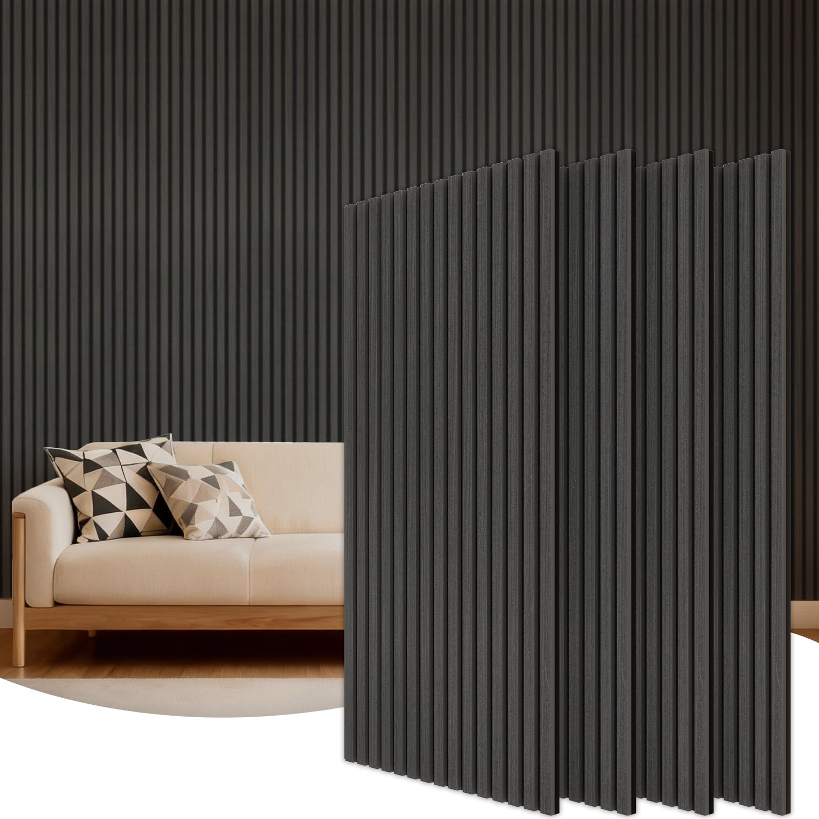 TONOR Wood Slatwall Panels, 4 Pack 47.2" x 23.6"/ 120 x60cm(31ft²) Acoustic Wall Panels, Wood Slat Acoustic Panels for Noise Cancelling and Decoration, Living Room, Bedroom, Office, Walnut