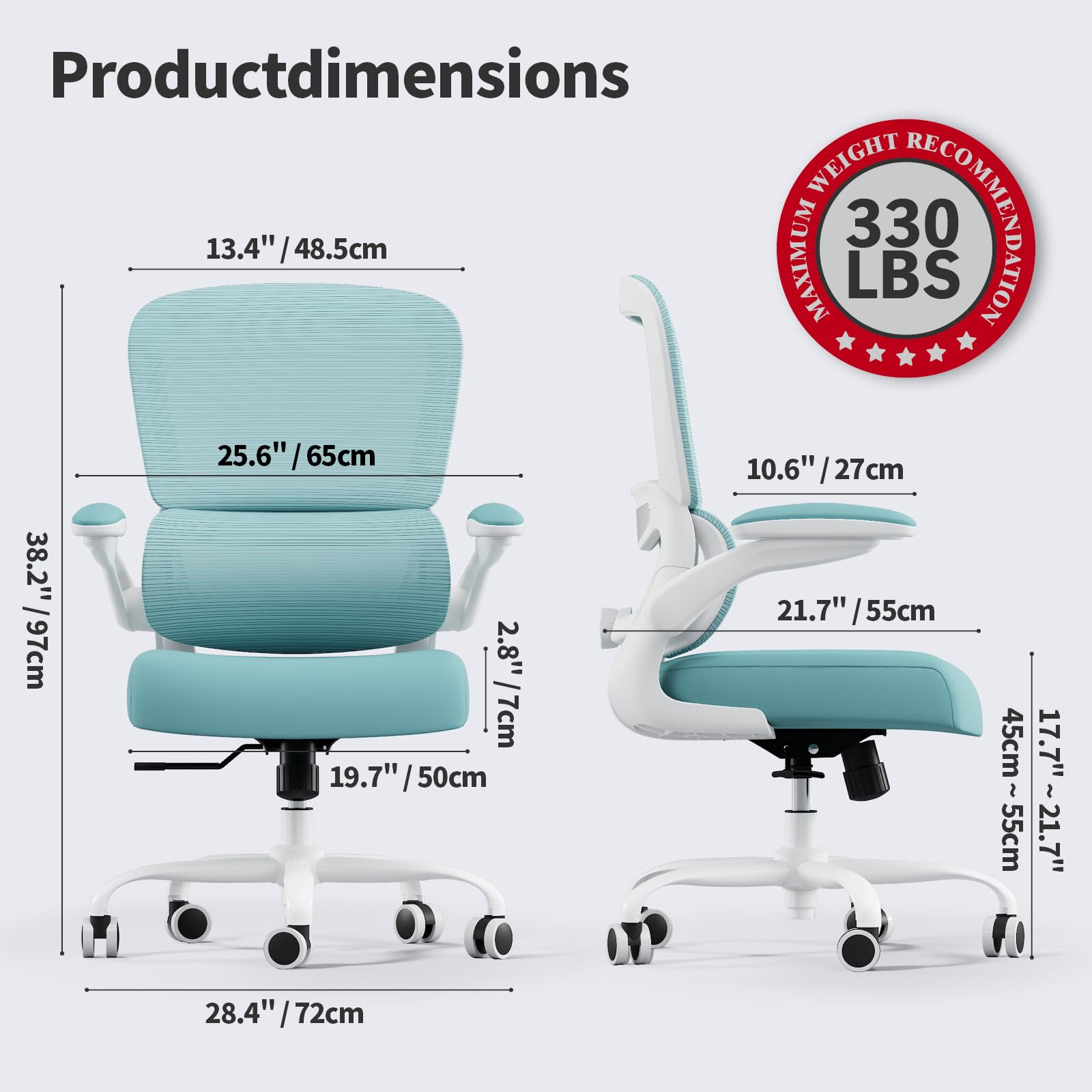 TRALT Office Chair - Ergonomic Desk Chair with Adjustable Lumbar Support, Mesh Computer Chair, Executive Chairs for Home Office Comfortable Lumbar Support (White)