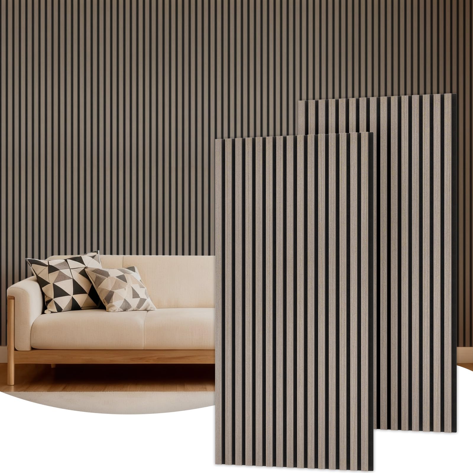 TONOR Wood Slatwall Panels, 4 Pack 47.2" x 23.6"/ 120 x60cm(31ft²) Acoustic Wall Panels, Wood Slat Acoustic Panels for Noise Cancelling and Decoration, Living Room, Bedroom, Office, Walnut