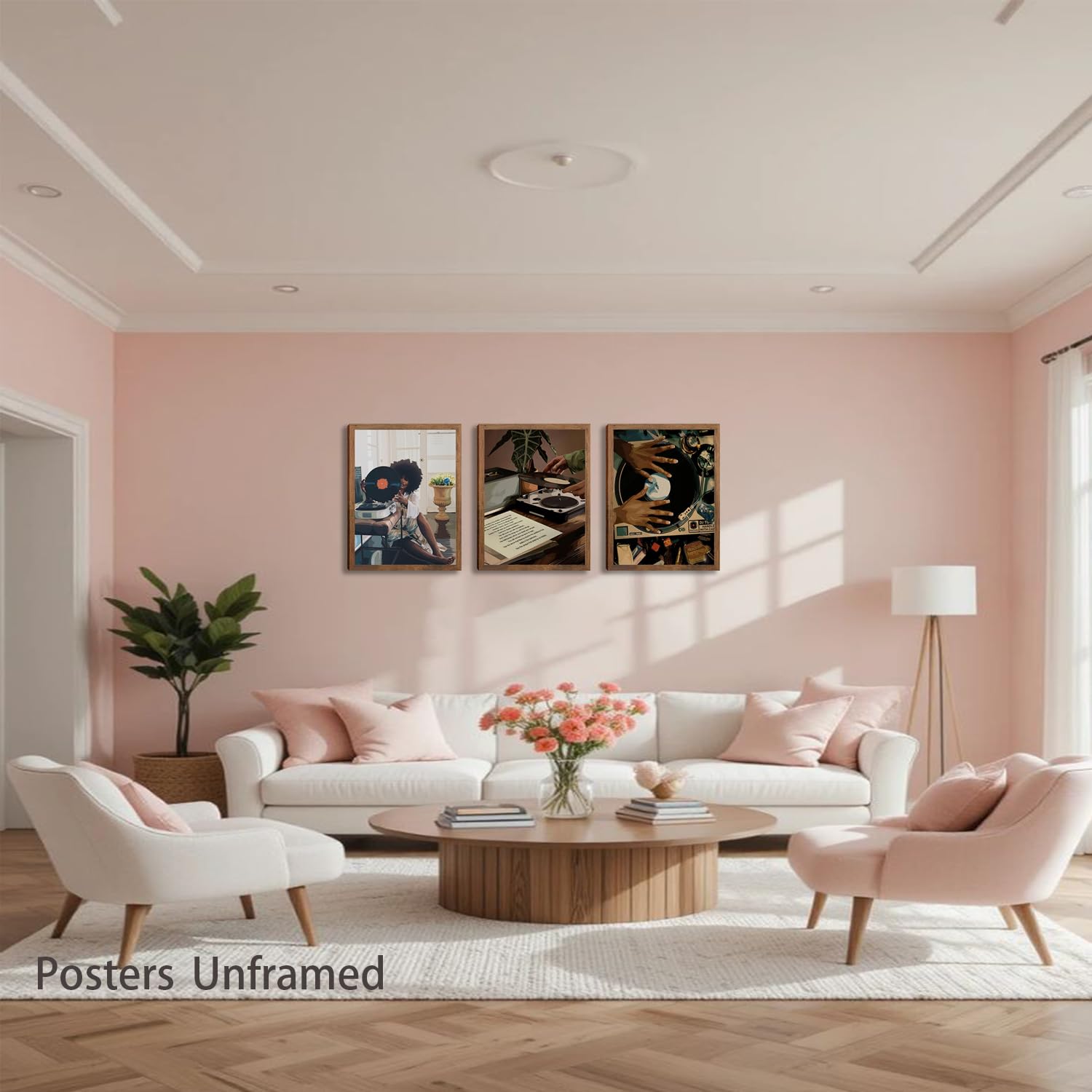Black Girl Pink Wall Art Aesthetic Set of 3, African American Black Women Canvas Posters Fashion Black Girl Wall Pictures Prints Home Decor，Living Room， Bedroom ，Bathroom Decoration ，12x16In Unframed