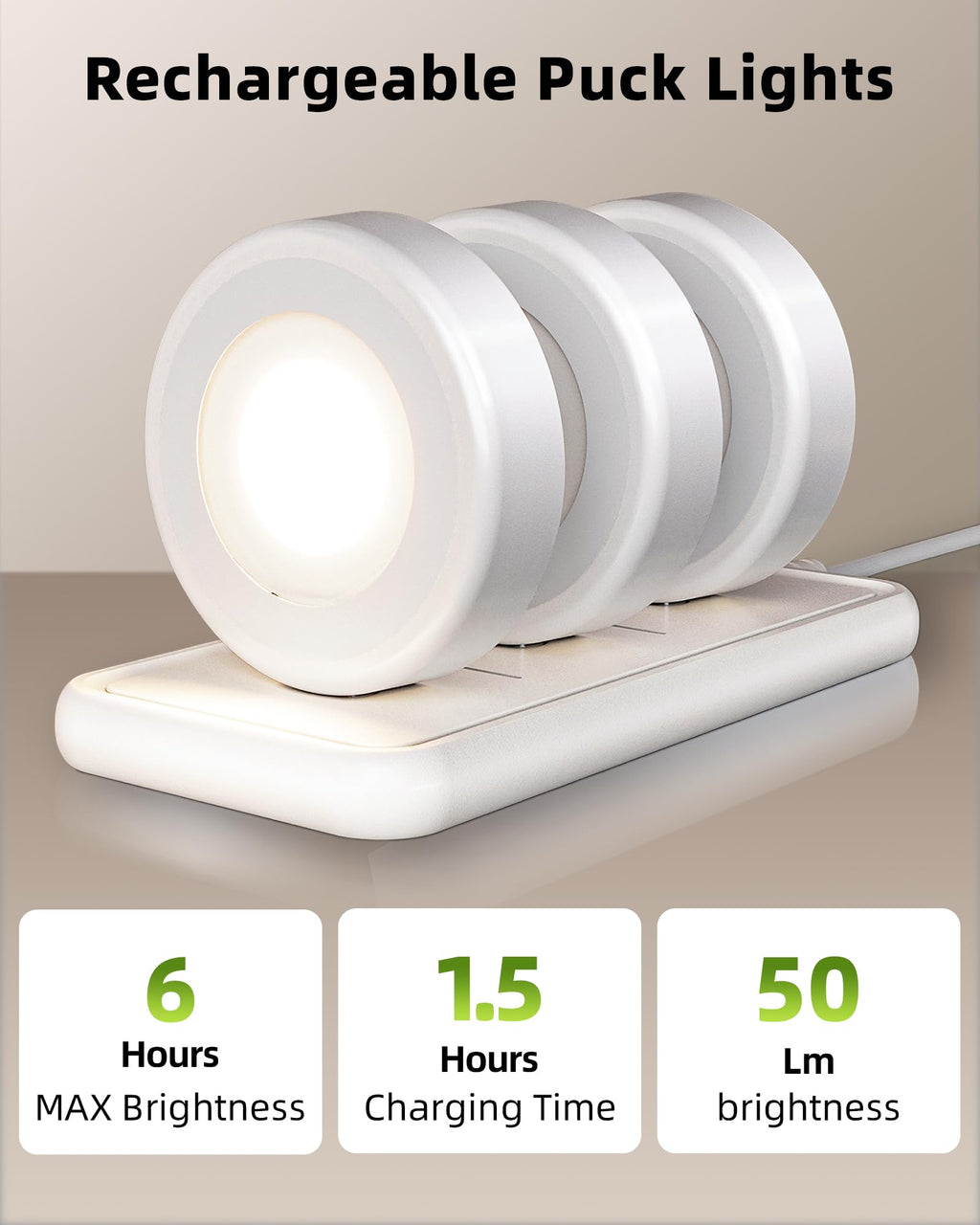 EZVALO LED Puck Lights, Rechargeable Battery Touch Light, 2.5'' Mini Tap Lights, Wireless Closet Light, Under Cabinet Lighting, 3 Color Temps, Stick On Lights Kitchen,Closet,Pantry(2 Pack)