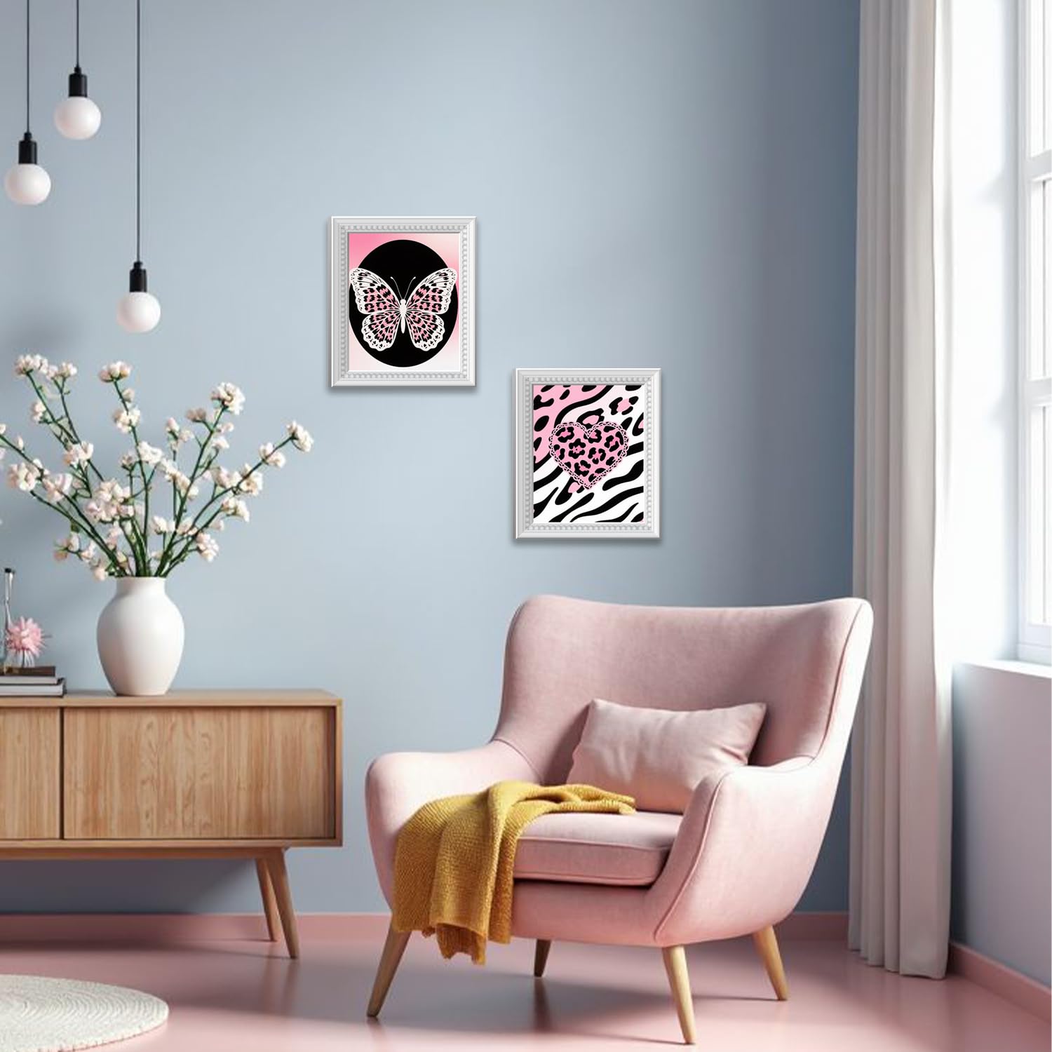 Black Girl Pink Wall Art Aesthetic Set of 3, African American Black Women Canvas Posters Fashion Black Girl Wall Pictures Prints Home Decor，Living Room， Bedroom ，Bathroom Decoration ，12x16In Unframed