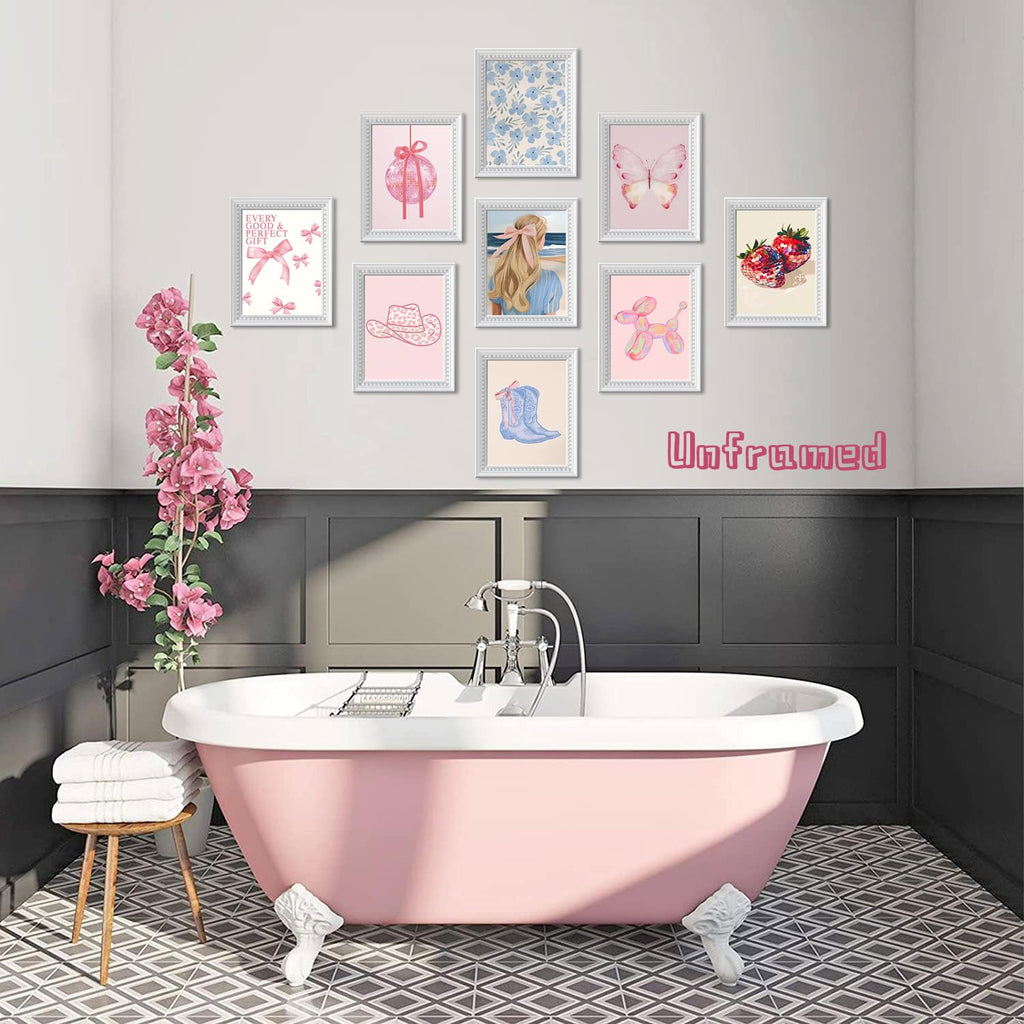 Black Girl Pink Wall Art Aesthetic Set of 3, African American Black Women Canvas Posters Fashion Black Girl Wall Pictures Prints Home Decor，Living Room， Bedroom ，Bathroom Decoration ，12x16In Unframed