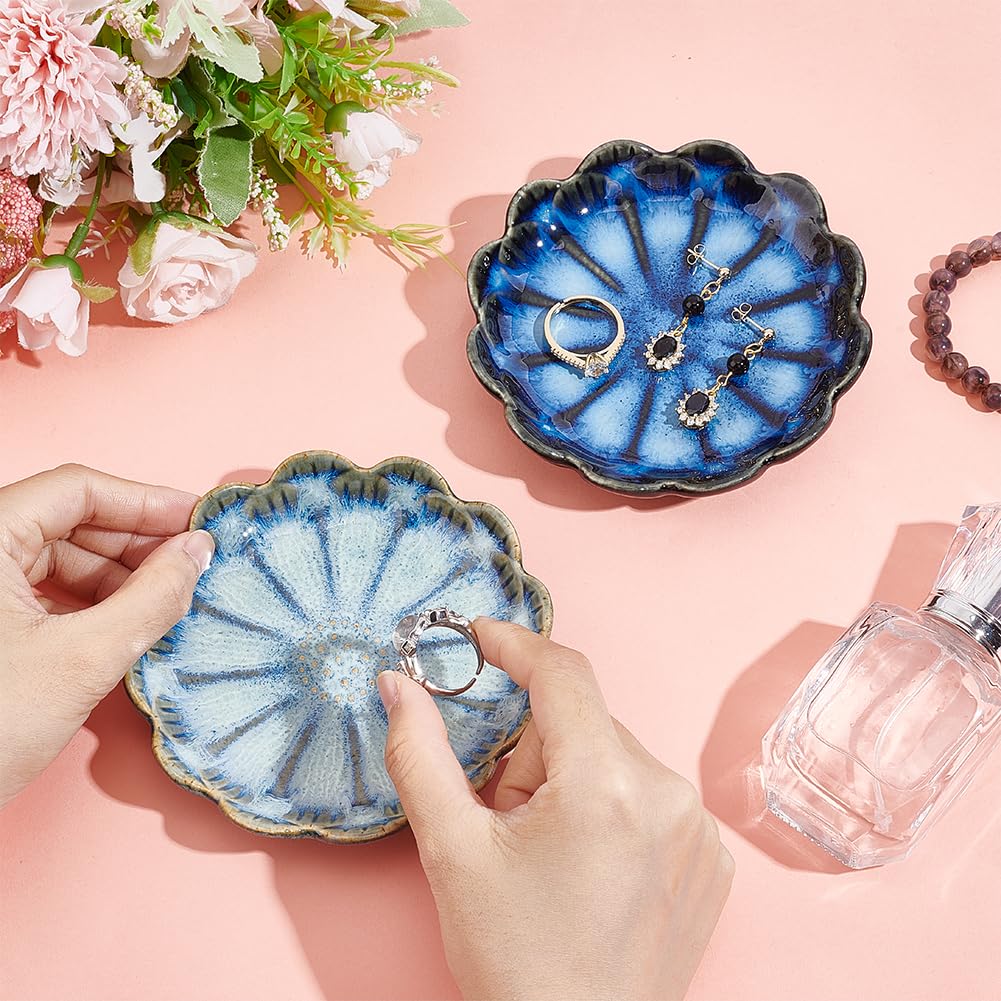 NBEADS Conch Shape Ceramic Jewelry Tray, Aqua Shell Trinket Dish Ceramic Ring Earring Holder Ocean-themed Decorative Trinket Plate for Rings Earrings Necklaces Bracelet Jewelry Watch Keys