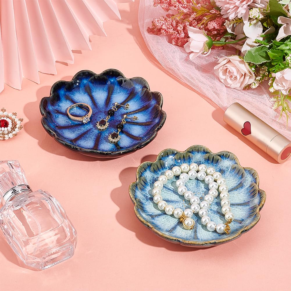 NBEADS Conch Shape Ceramic Jewelry Tray, Aqua Shell Trinket Dish Ceramic Ring Earring Holder Ocean-themed Decorative Trinket Plate for Rings Earrings Necklaces Bracelet Jewelry Watch Keys