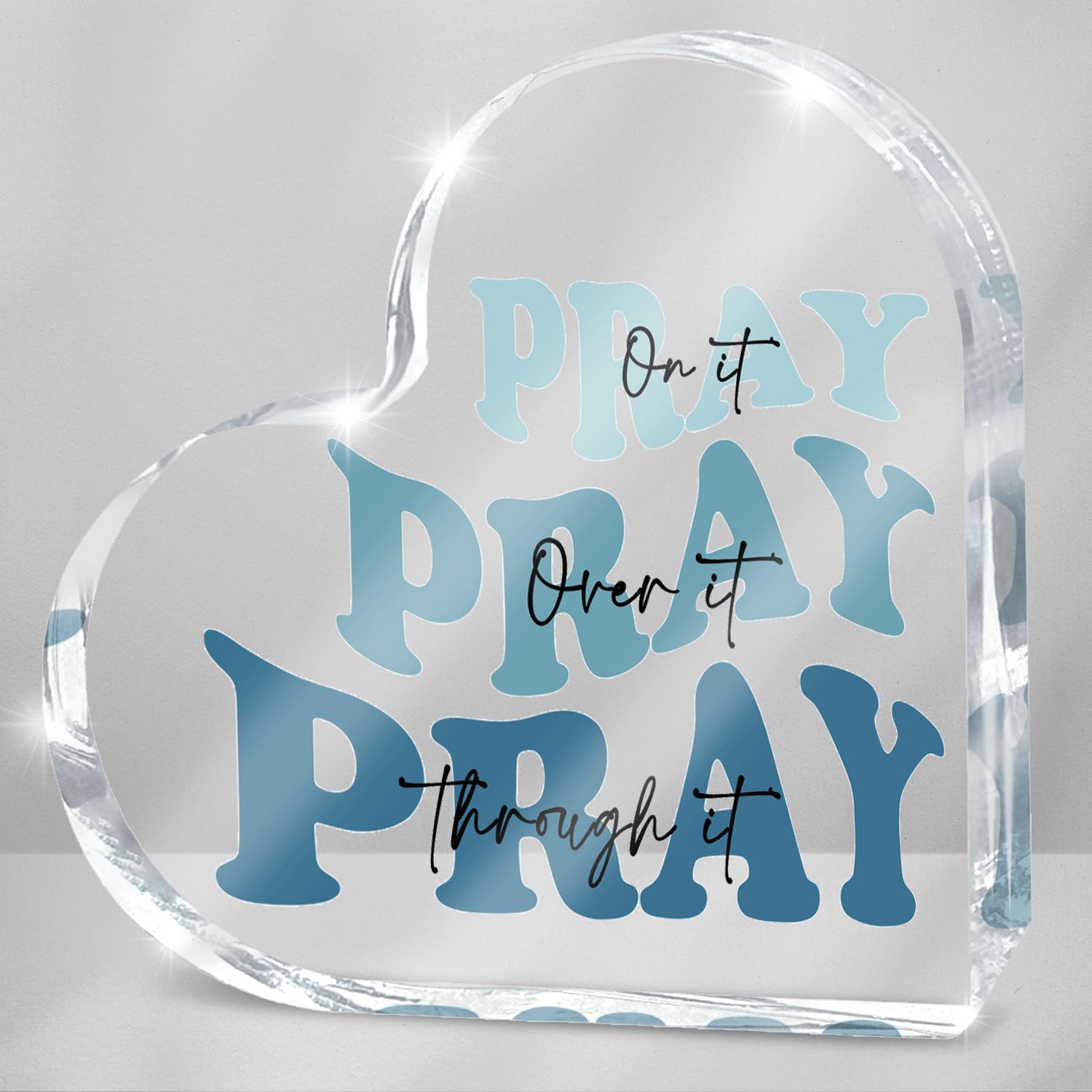Pink Inspirational Decor Pray Over It Bible Verse Wall Art Christian Gifts for Women, 4x 4 Inches Office Desk Accessories Decor Sign, Pink Dorm Room Decoration for Women - Pray on it Pray through it