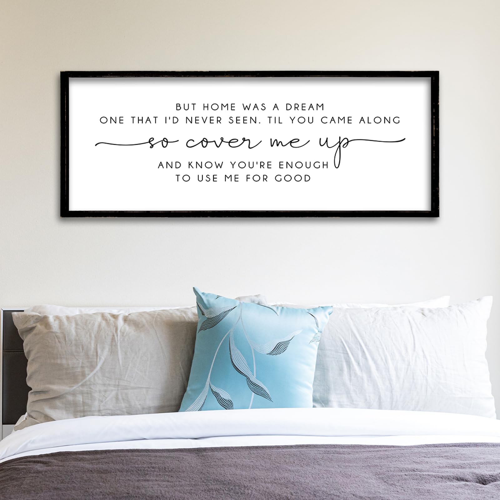 ZZJJHYWGQ Sweet Dreams Above Bed Wall Decor Sign 40"x15" for Master Bedroom Over Bed Guest Room Wood Framed Wall Art (Wood)