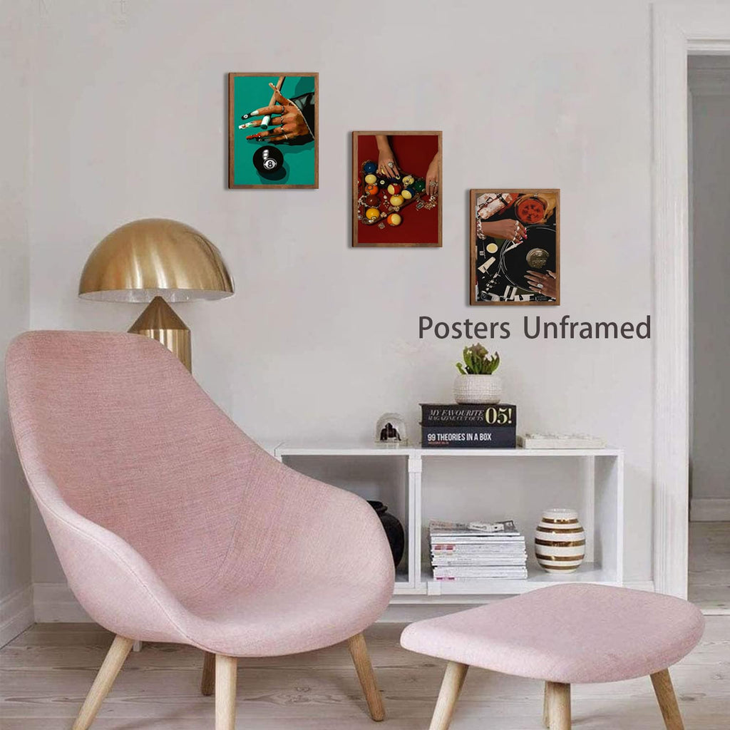 Black Girl Pink Wall Art Aesthetic Set of 3, African American Black Women Canvas Posters Fashion Black Girl Wall Pictures Prints Home Decor，Living Room， Bedroom ，Bathroom Decoration ，12x16In Unframed