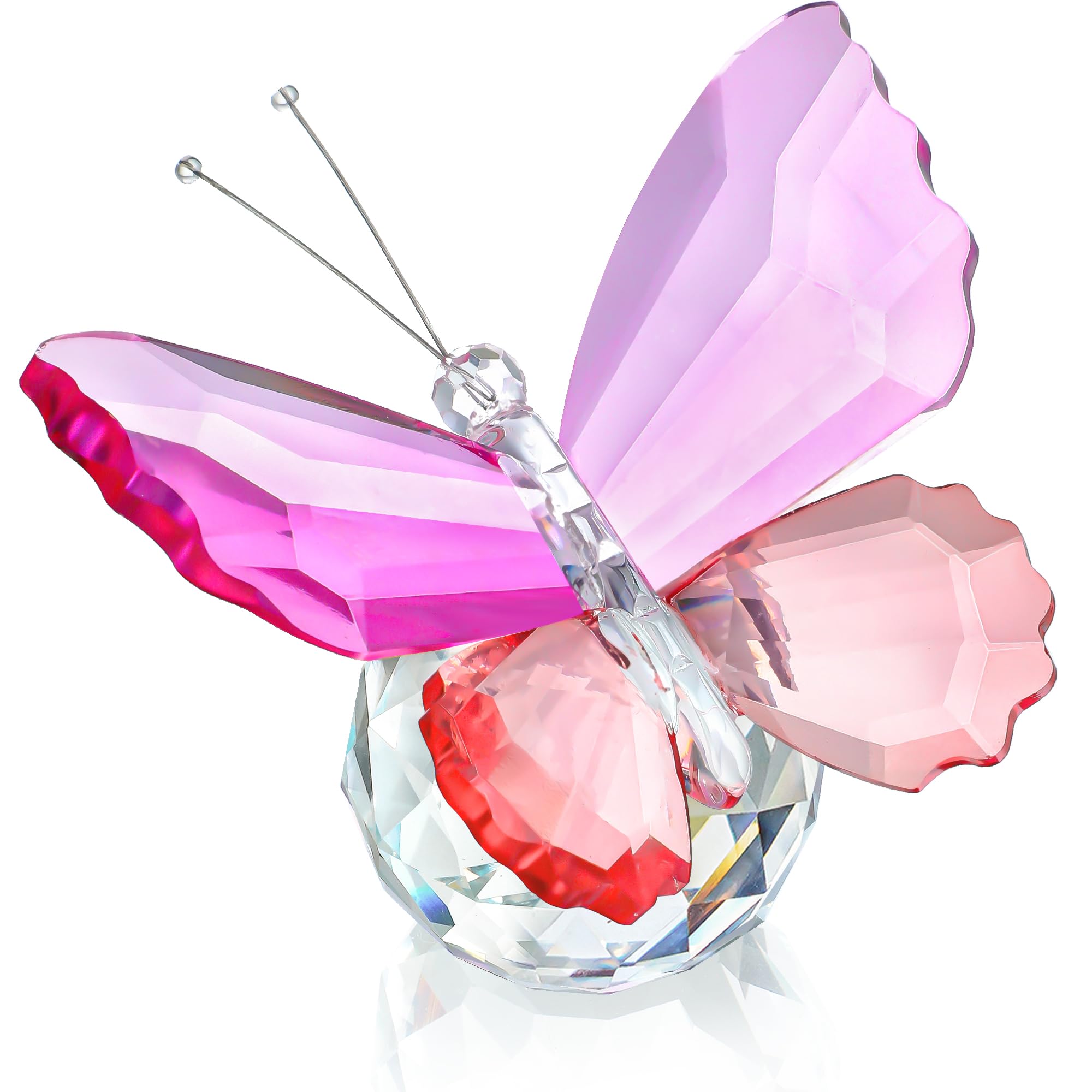 H&D HYALINE & DORA Crystal Cut Butterfly Animal Ornament Decoration for Office Table Home Bedroom