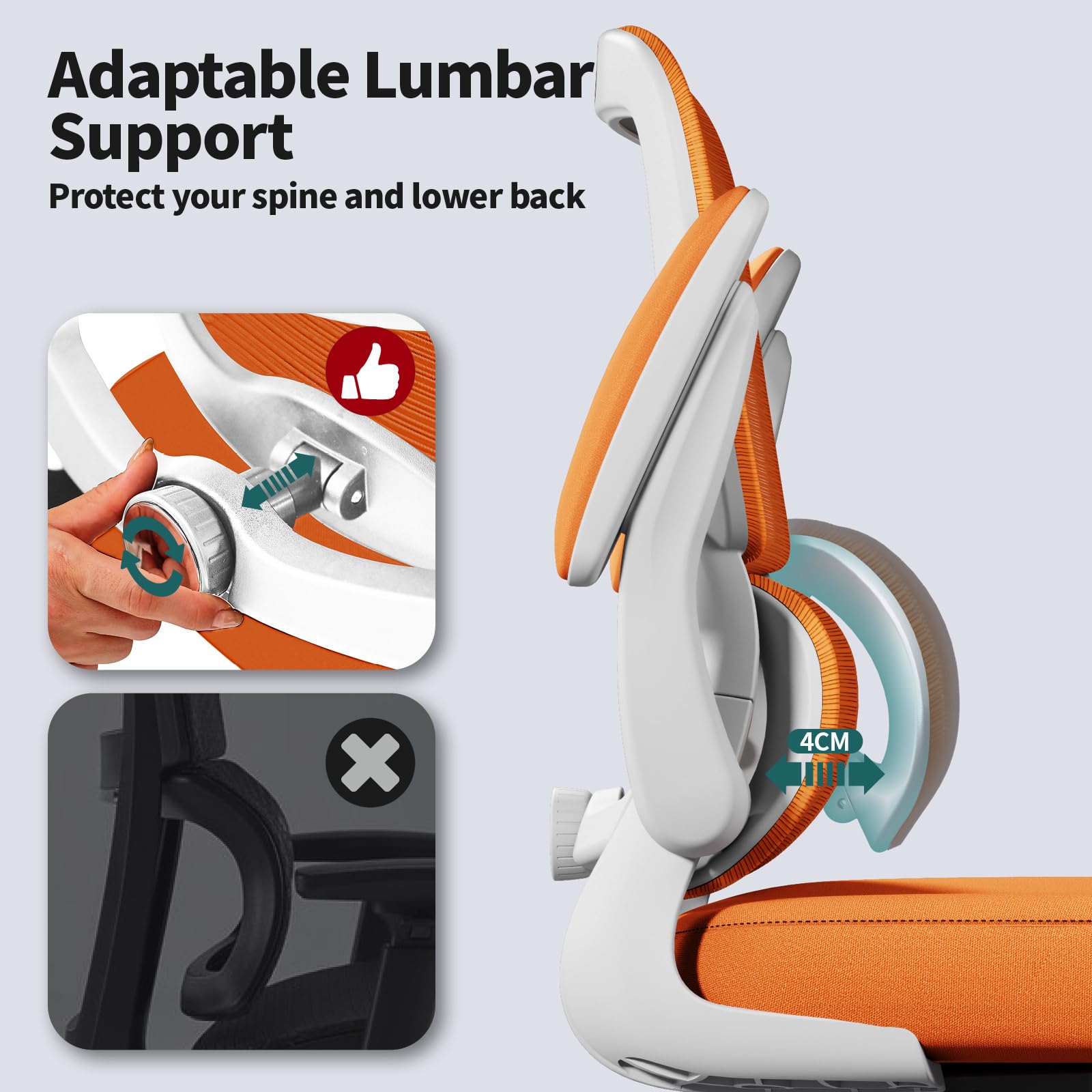TRALT Office Chair - Ergonomic Desk Chair with Adjustable Lumbar Support, Mesh Computer Chair, Executive Chairs for Home Office Comfortable Lumbar Support (White)