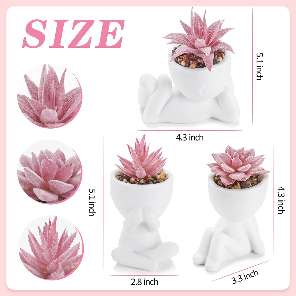 Der Rose 3pcs Fake Succulents Plants Artificial for Black Bathroom Bedroom Home Living Room Halloween Decor Aesthetic Indoor
