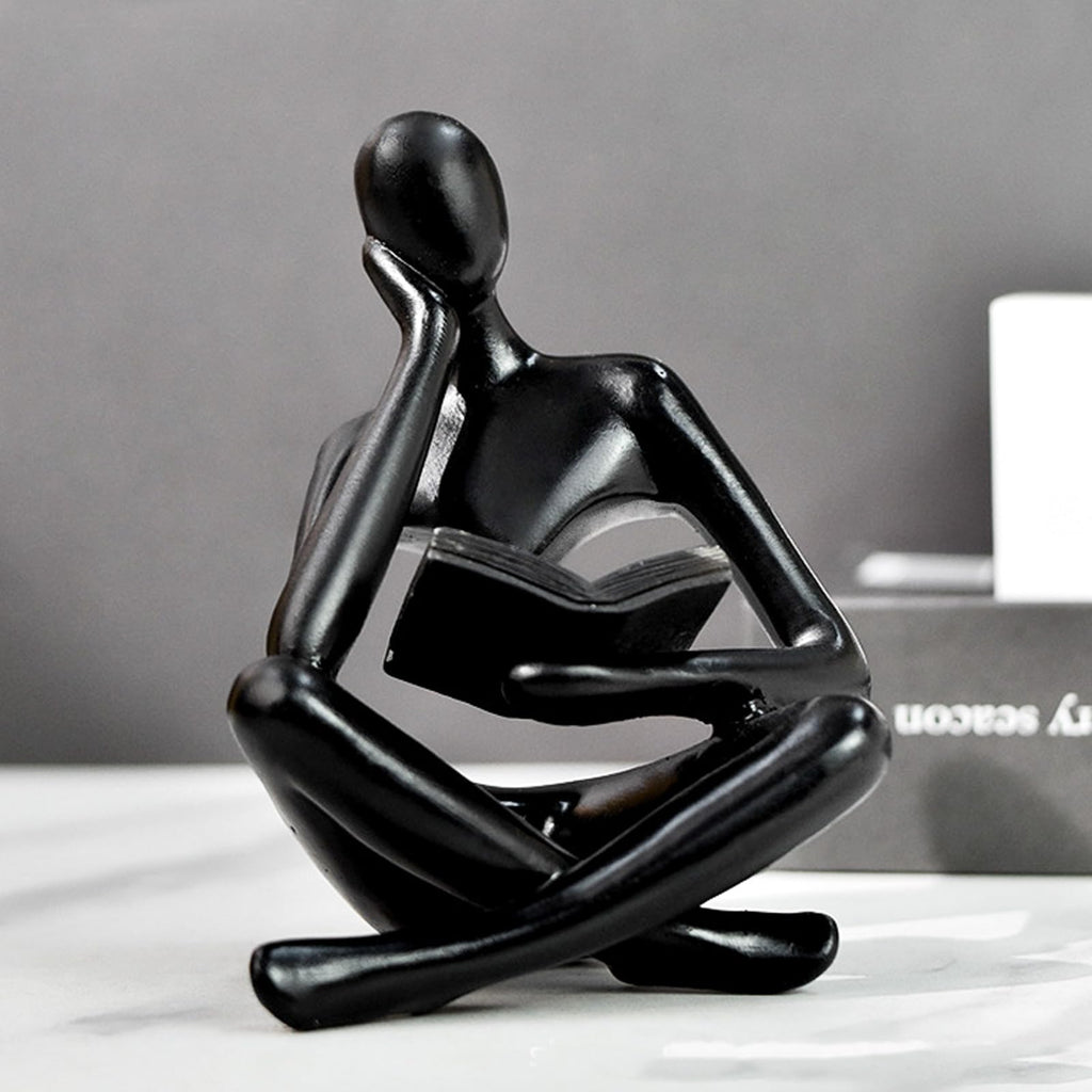 Jinkoozz Gold Reading Women Statue, Thinker Sculptures, Abstract Art Ornament, Modern Aesthetic Figurine Decoration, Suitable for Home Living Room Bedroom Office Shelf Table Desk Bookshelf Decor