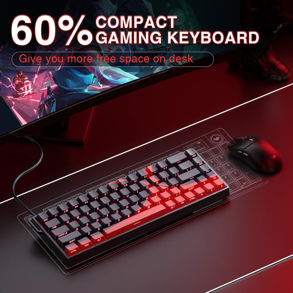 AULA WIN68 HE Mechanical Gaming Keyboard 60%, Hall Effect Magnetic Switch, Fast Trigger Mode Adjustable Actuation, 8000Hz Polling Rate, RGB Backlit, Wired Black Keyboard for Laptop/PC Gamer