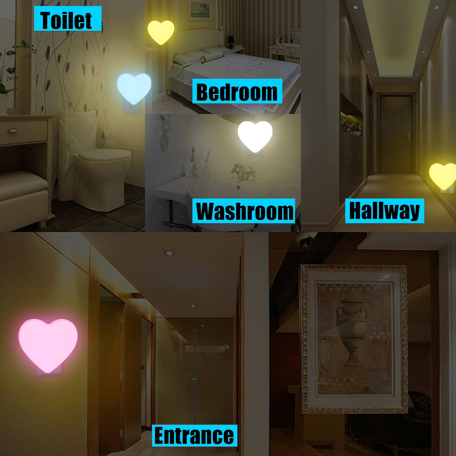 INZU Night Lights Plug into Wall, LED Night Light for Kids, Cute Nightlight with Auto Dusk to Dawn Sensor, LED Nightlight with Soft Warm Light for Bedroom, Nursery, Bathroom, Hallway (Pink)