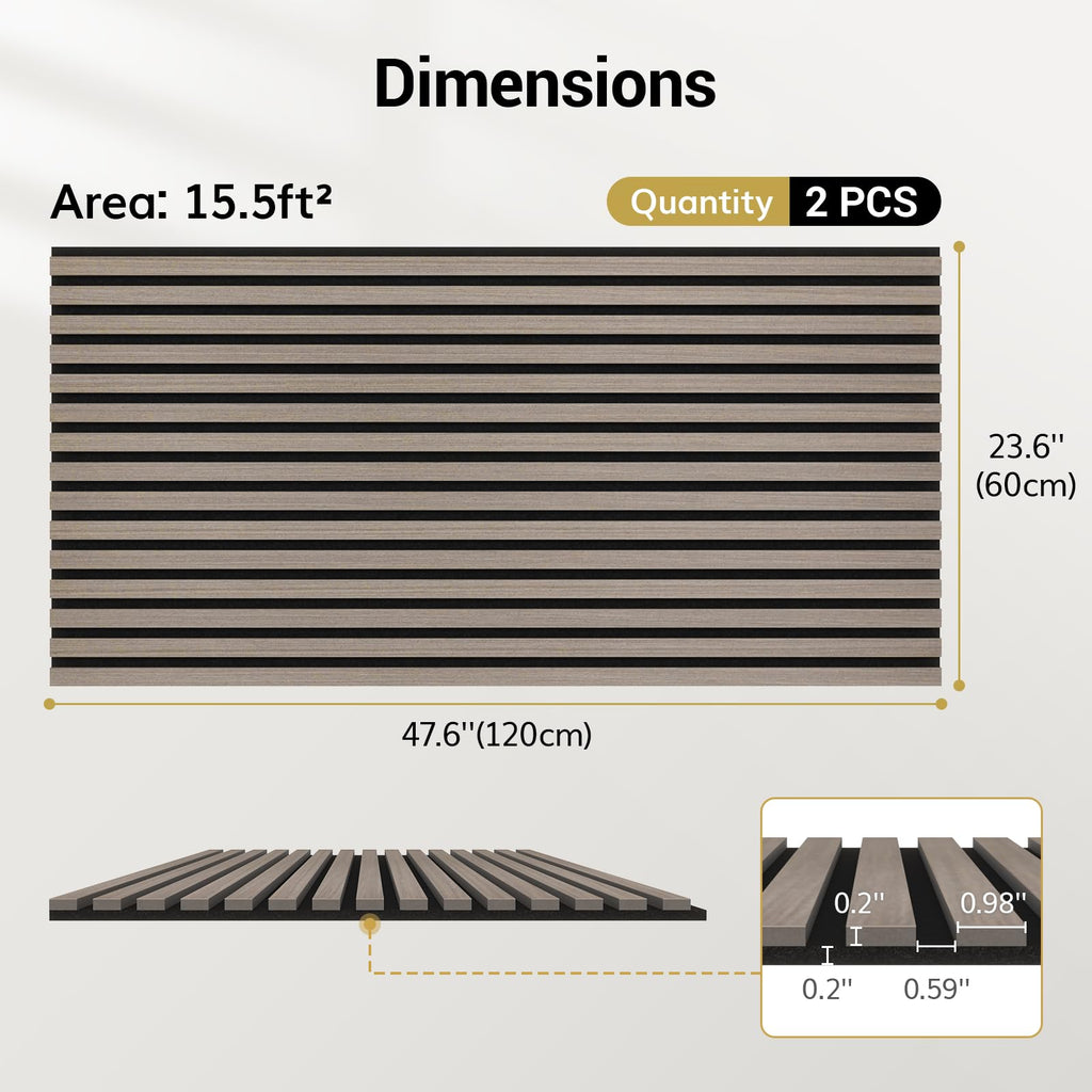 TONOR Wood Slatwall Panels, 4 Pack 47.2" x 23.6"/ 120 x60cm(31ft²) Acoustic Wall Panels, Wood Slat Acoustic Panels for Noise Cancelling and Decoration, Living Room, Bedroom, Office, Walnut