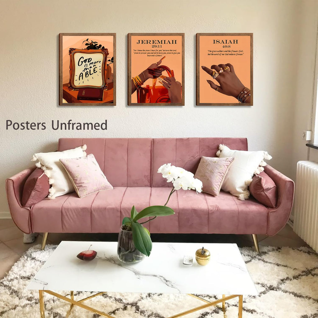 Black Girl Pink Wall Art Aesthetic Set of 3, African American Black Women Canvas Posters Fashion Black Girl Wall Pictures Prints Home Decor，Living Room， Bedroom ，Bathroom Decoration ，12x16In Unframed