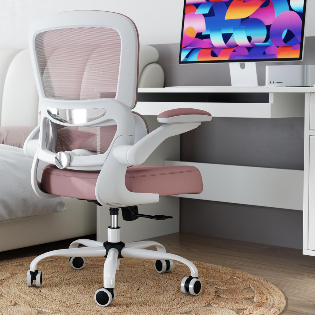 TRALT Office Chair - Ergonomic Desk Chair with Adjustable Lumbar Support, Mesh Computer Chair, Executive Chairs for Home Office Comfortable Lumbar Support (White)