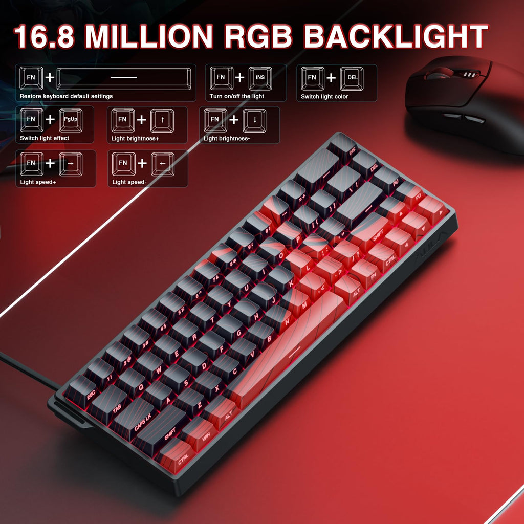 AULA WIN68 HE Mechanical Gaming Keyboard 60%, Hall Effect Magnetic Switch, Fast Trigger Mode Adjustable Actuation, 8000Hz Polling Rate, RGB Backlit, Wired Black Keyboard for Laptop/PC Gamer