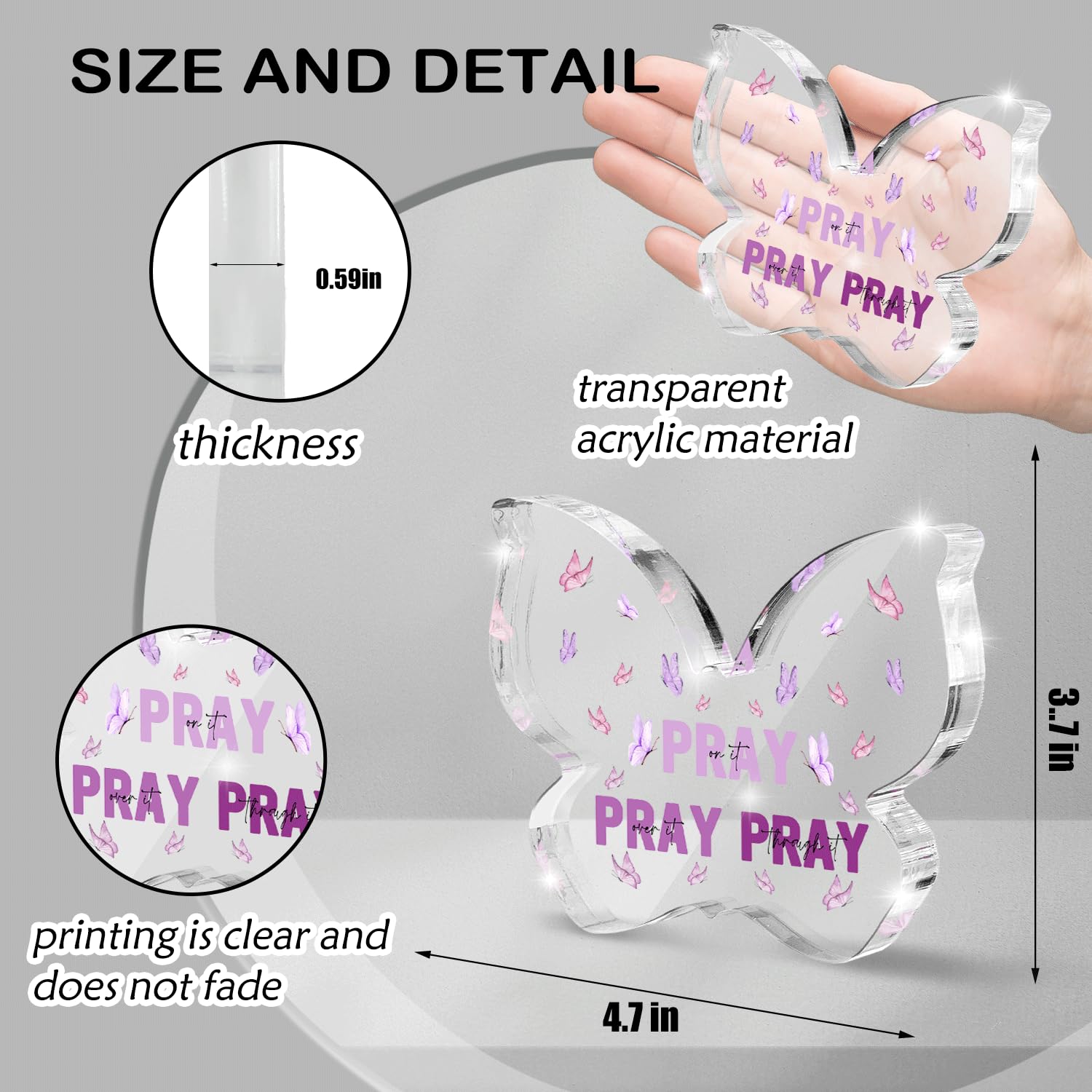 Pink Inspirational Decor Pray Over It Bible Verse Wall Art Christian Gifts for Women, 4x 4 Inches Office Desk Accessories Decor Sign, Pink Dorm Room Decoration for Women - Pray on it Pray through it