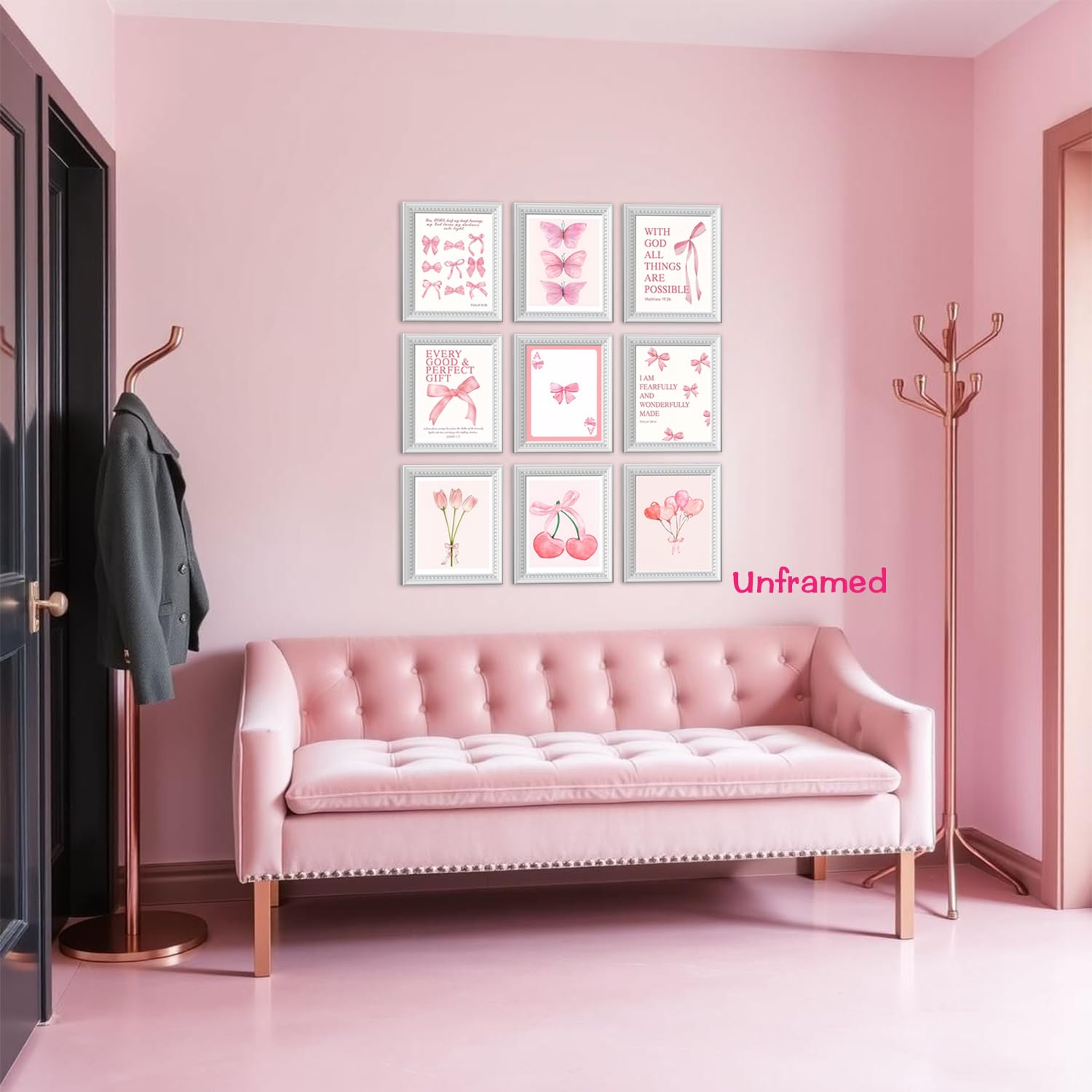 Black Girl Pink Wall Art Aesthetic Set of 3, African American Black Women Canvas Posters Fashion Black Girl Wall Pictures Prints Home Decor，Living Room， Bedroom ，Bathroom Decoration ，12x16In Unframed