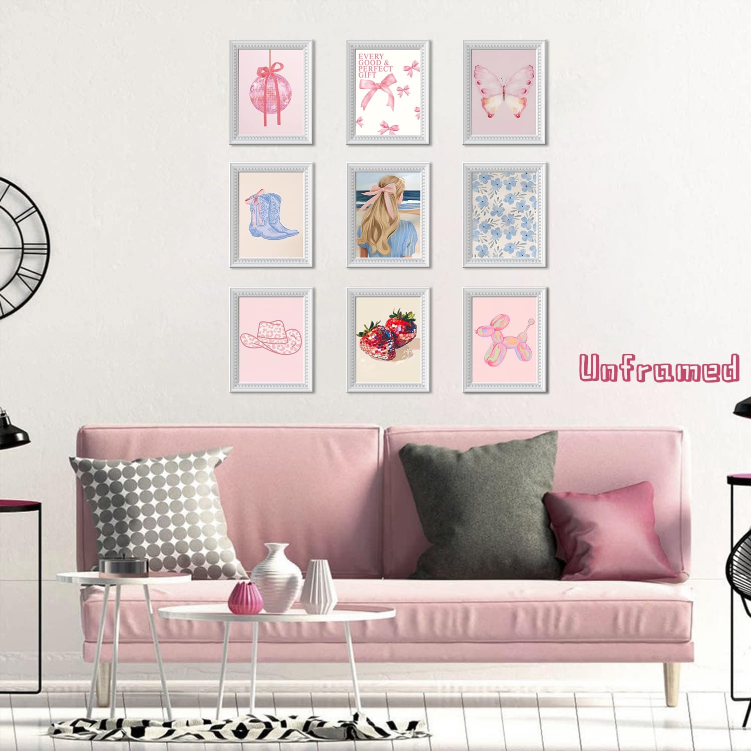 Black Girl Pink Wall Art Aesthetic Set of 3, African American Black Women Canvas Posters Fashion Black Girl Wall Pictures Prints Home Decor，Living Room， Bedroom ，Bathroom Decoration ，12x16In Unframed